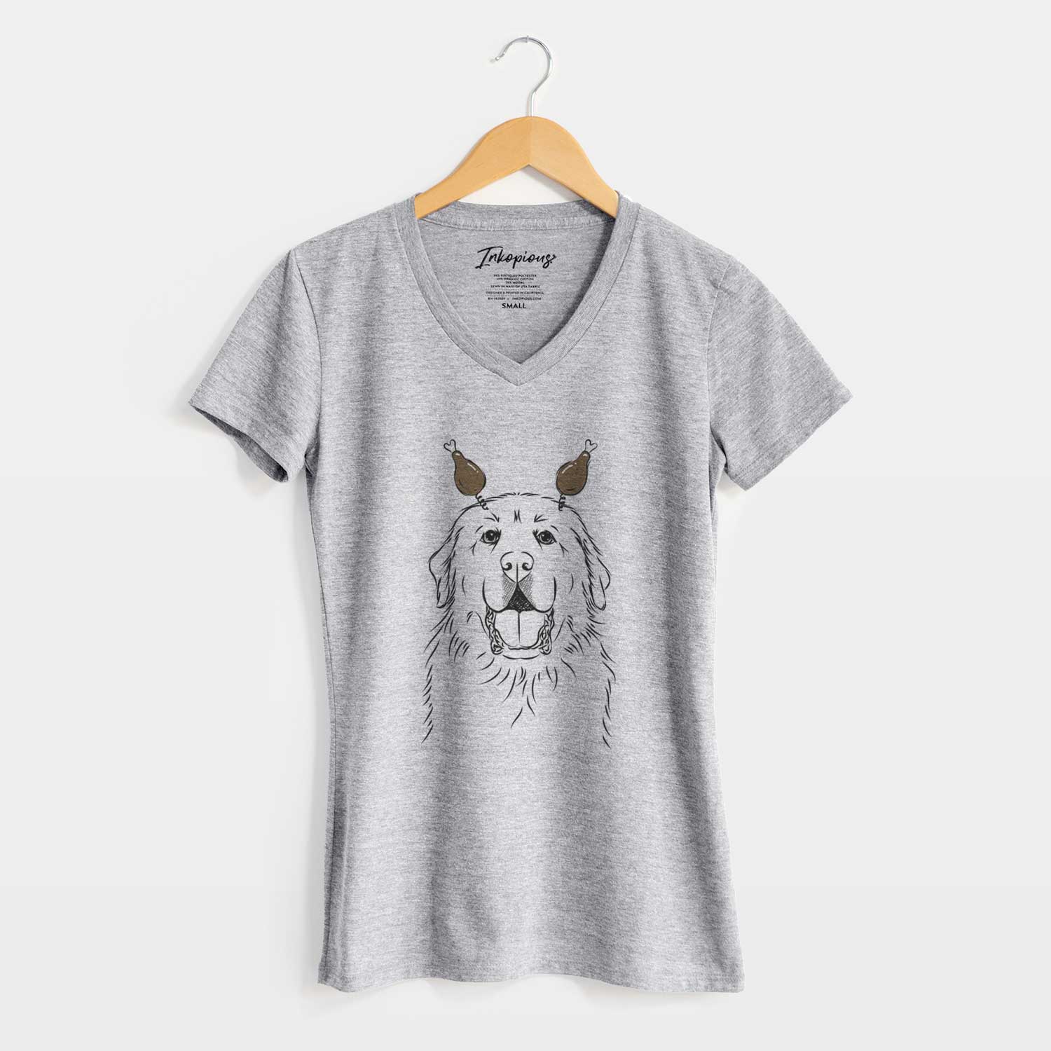 Thanksgiving Zeus the Great Pyrenees - Women's V-neck Shirt