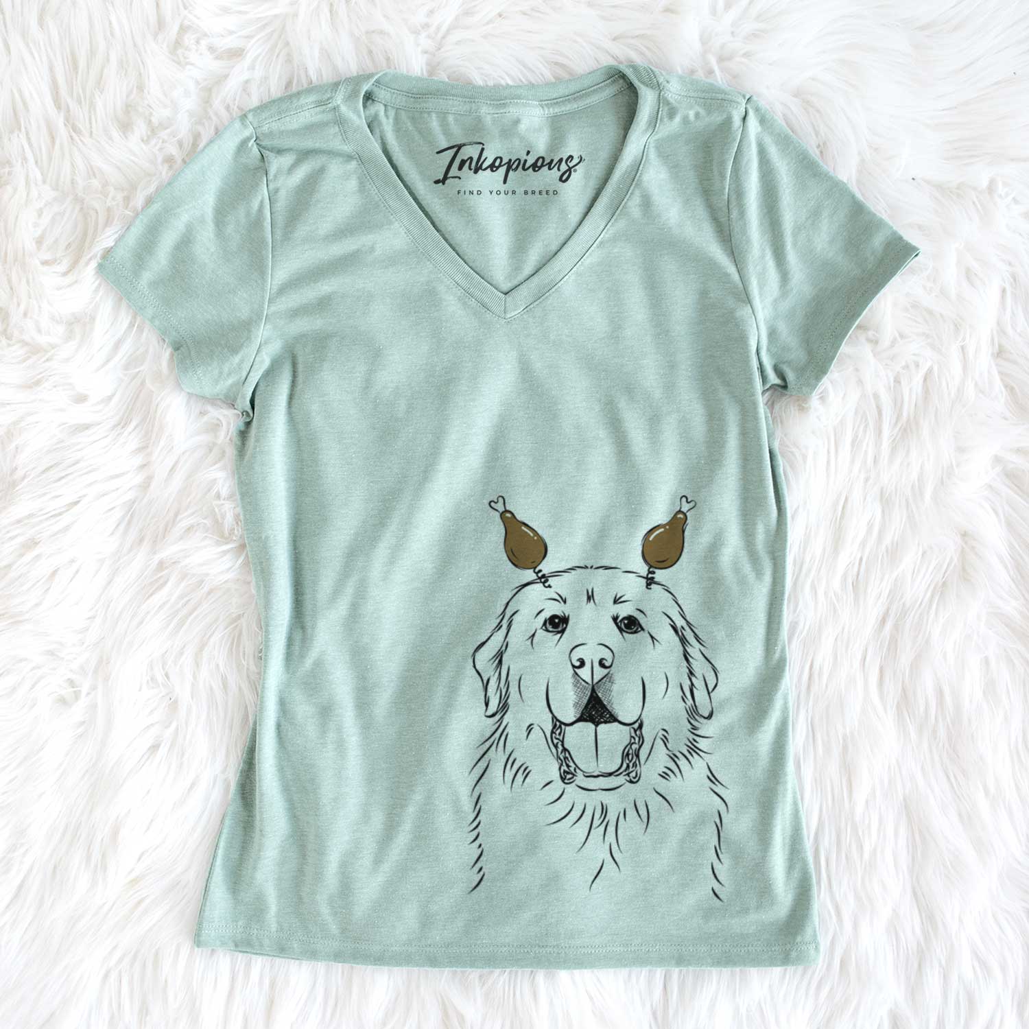 Thanksgiving Zeus the Great Pyrenees - Women's V-neck Shirt