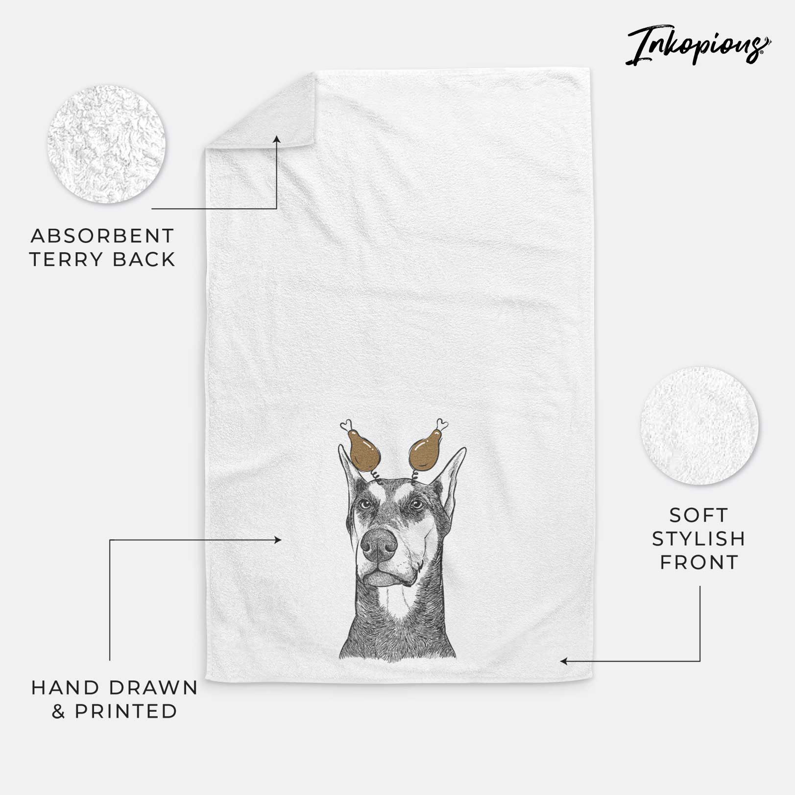 Zeus the Doberman Pinscher Decorative Hand Towel