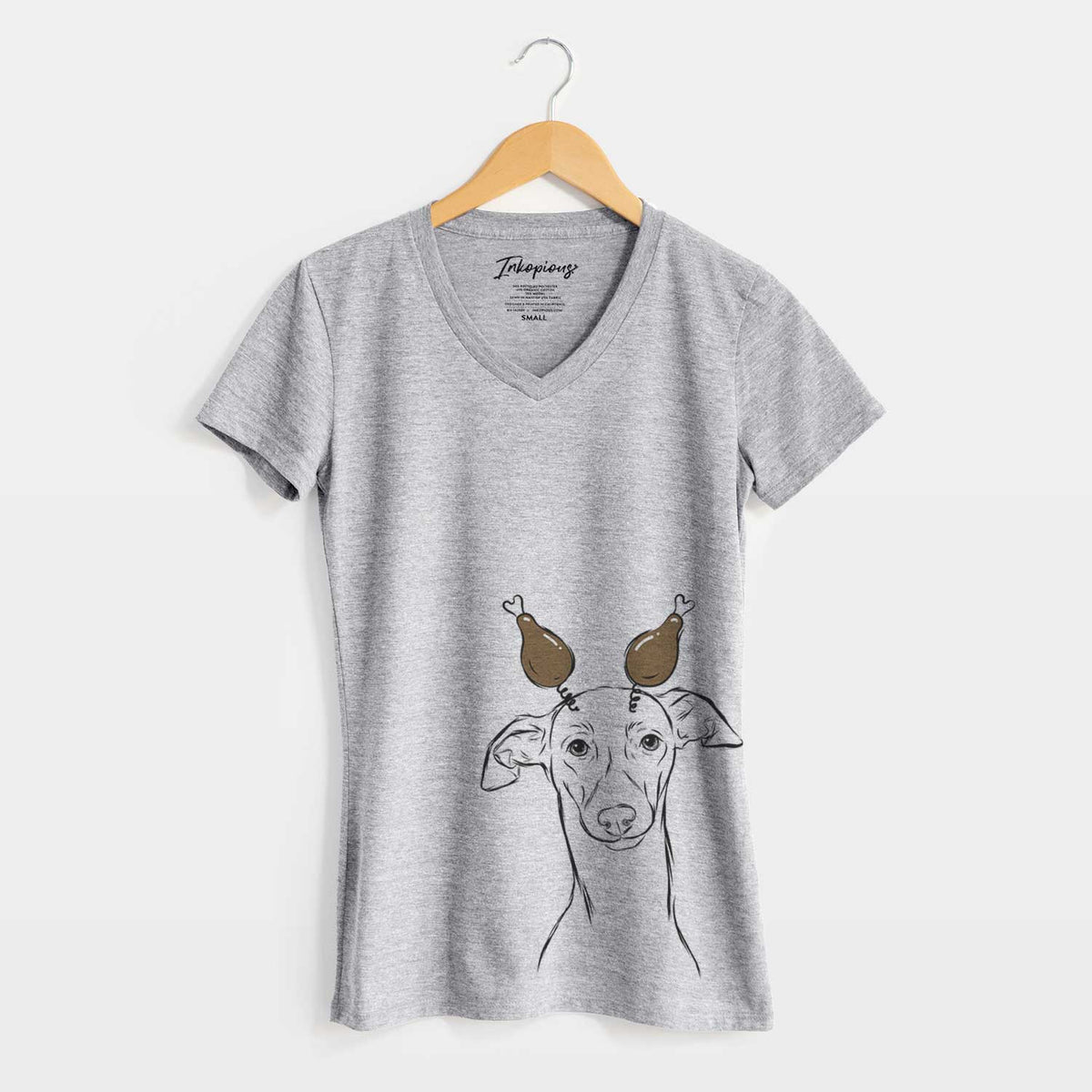 Thanksgiving Ziggie the Italian Greyhound - Women's V-neck Shirt