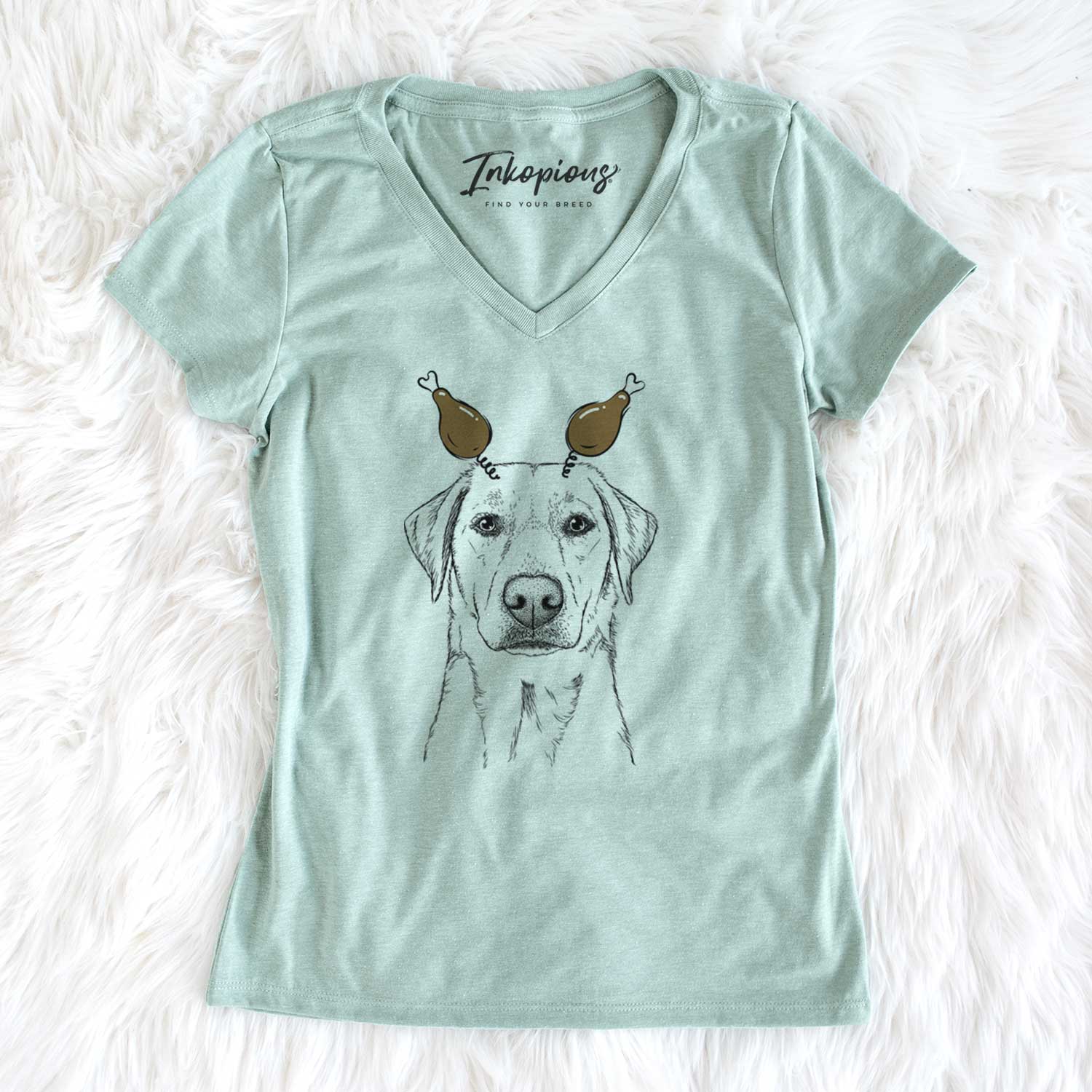 Thanksgiving Zoe the Yellow Lab - Women's V-neck Shirt