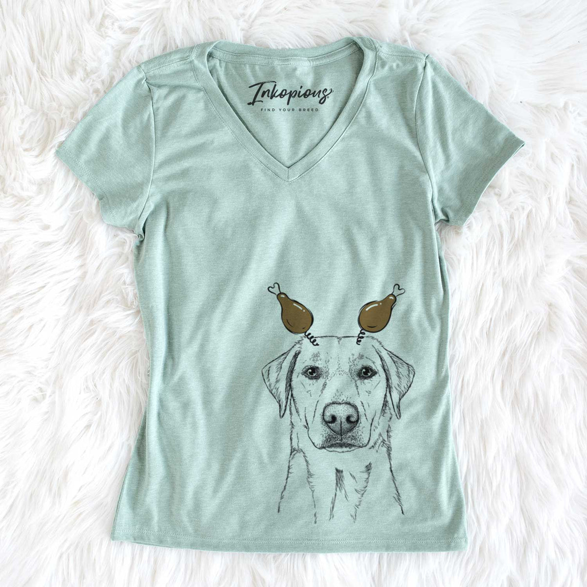 Thanksgiving Zoe the Yellow Lab - Women's V-neck Shirt