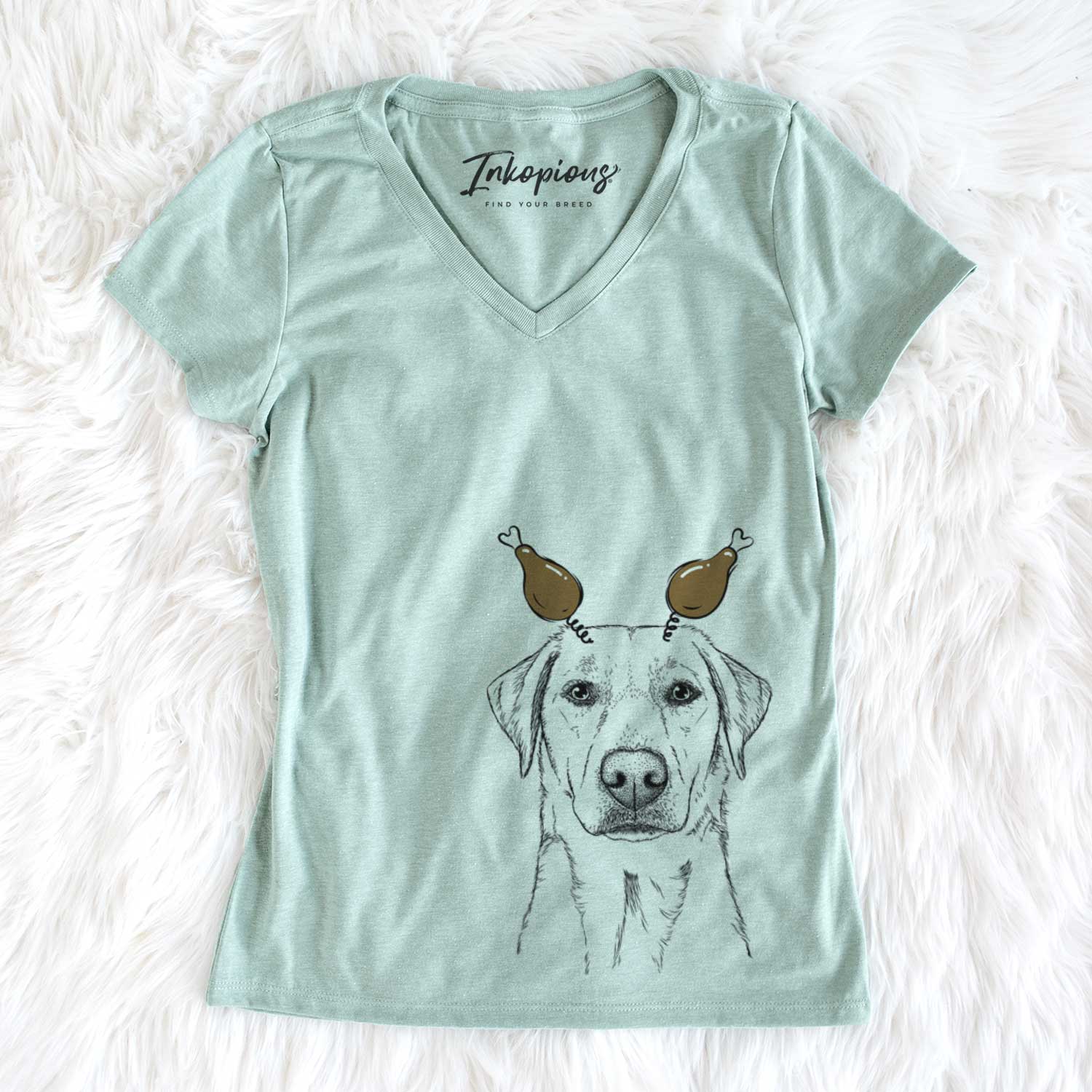 Thanksgiving Zoe the Yellow Lab - Women's V-neck Shirt
