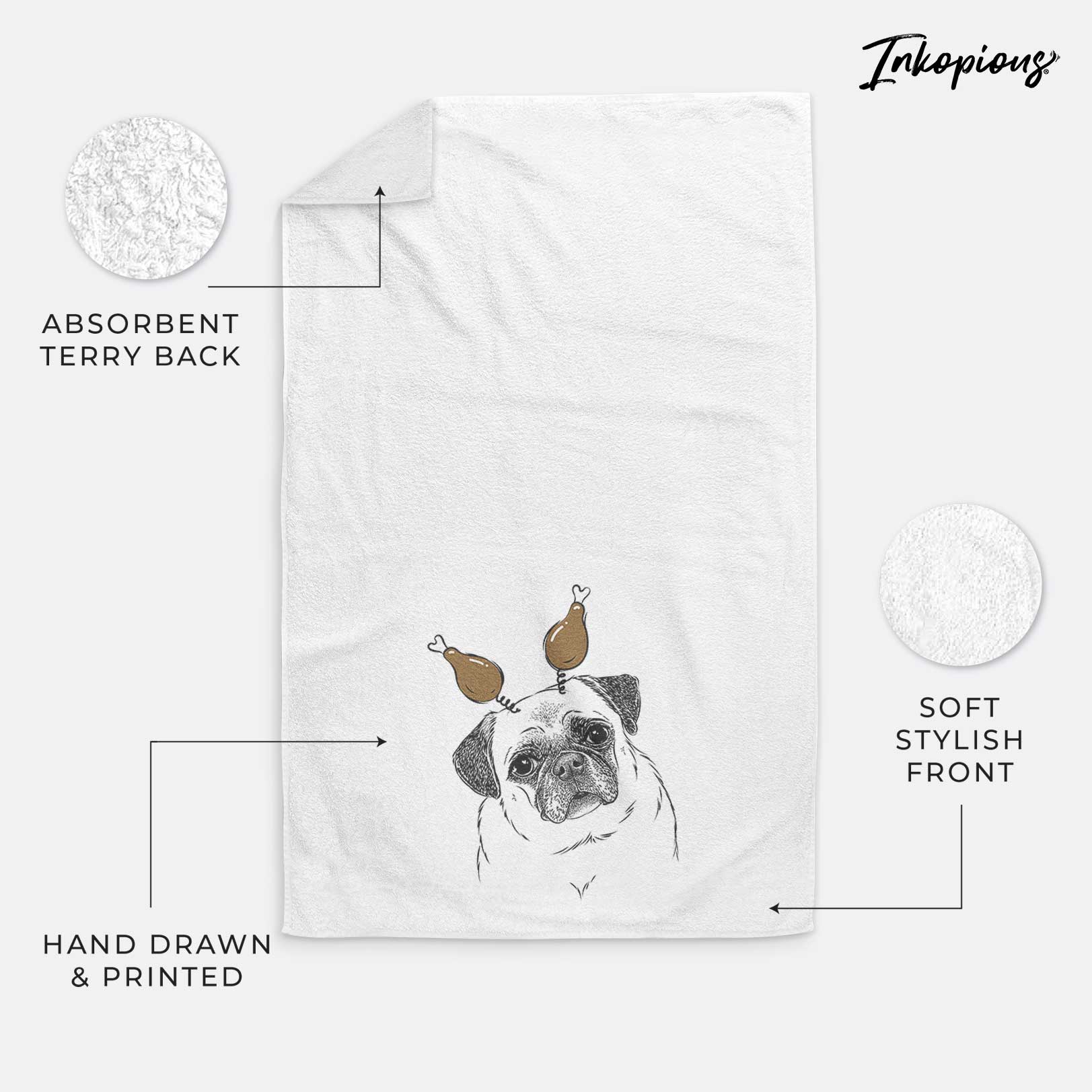 Zoey the Pug Decorative Hand Towel