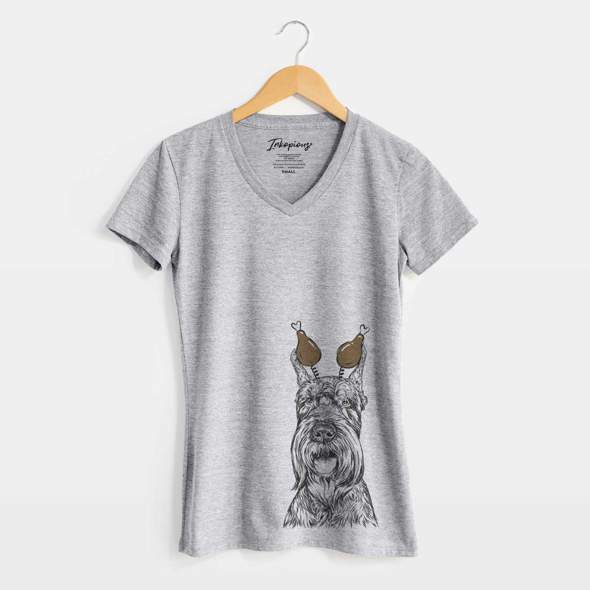 Thanksgiving Zuri the Giant Schnauzer - Women's V-neck Shirt
