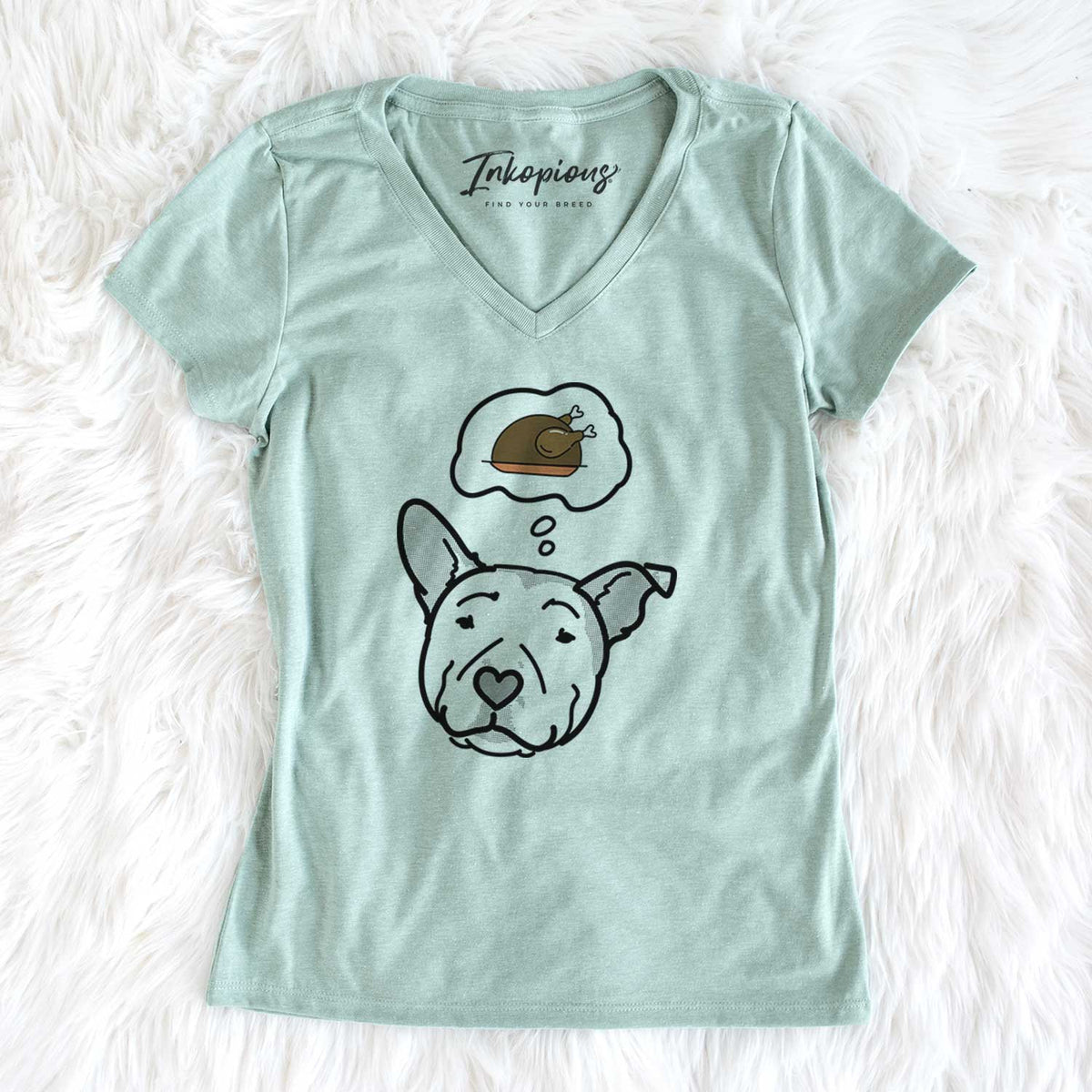 Turkey Thoughts Pitbull - Archer - Women's V-neck Shirt