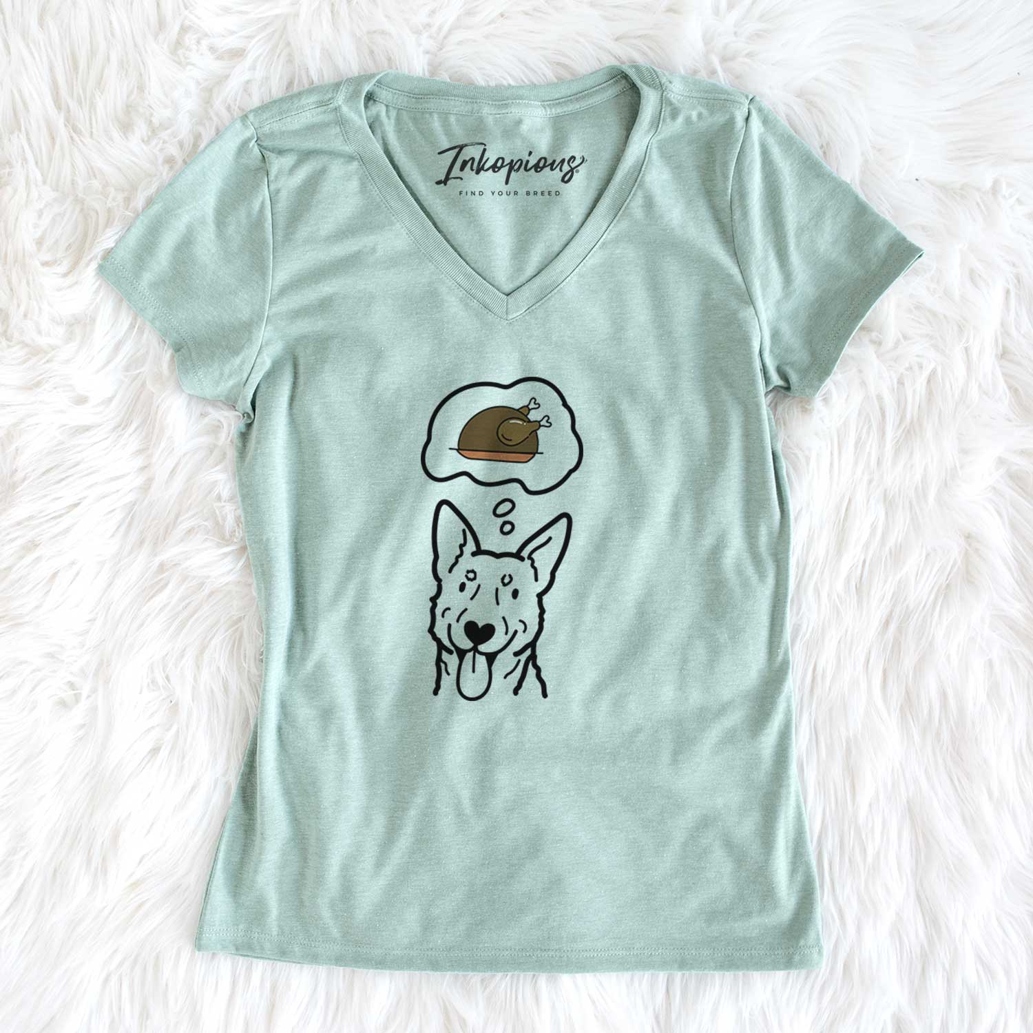 Turkey Thoughts Australian Cattle Dog - Women's V-neck Shirt