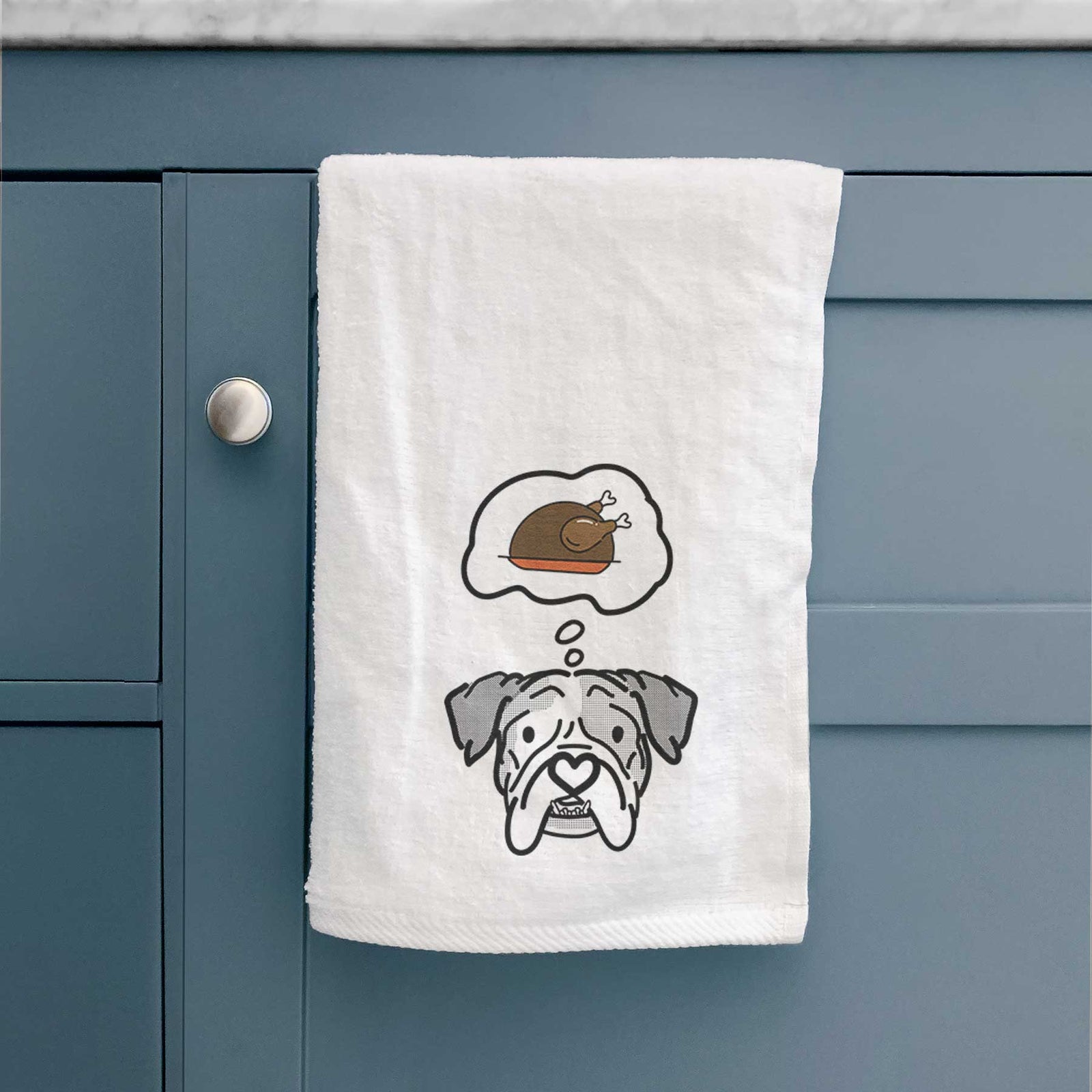 Turkey Thoughts English Bulldog - Bailey - Decorative Hand Towel
