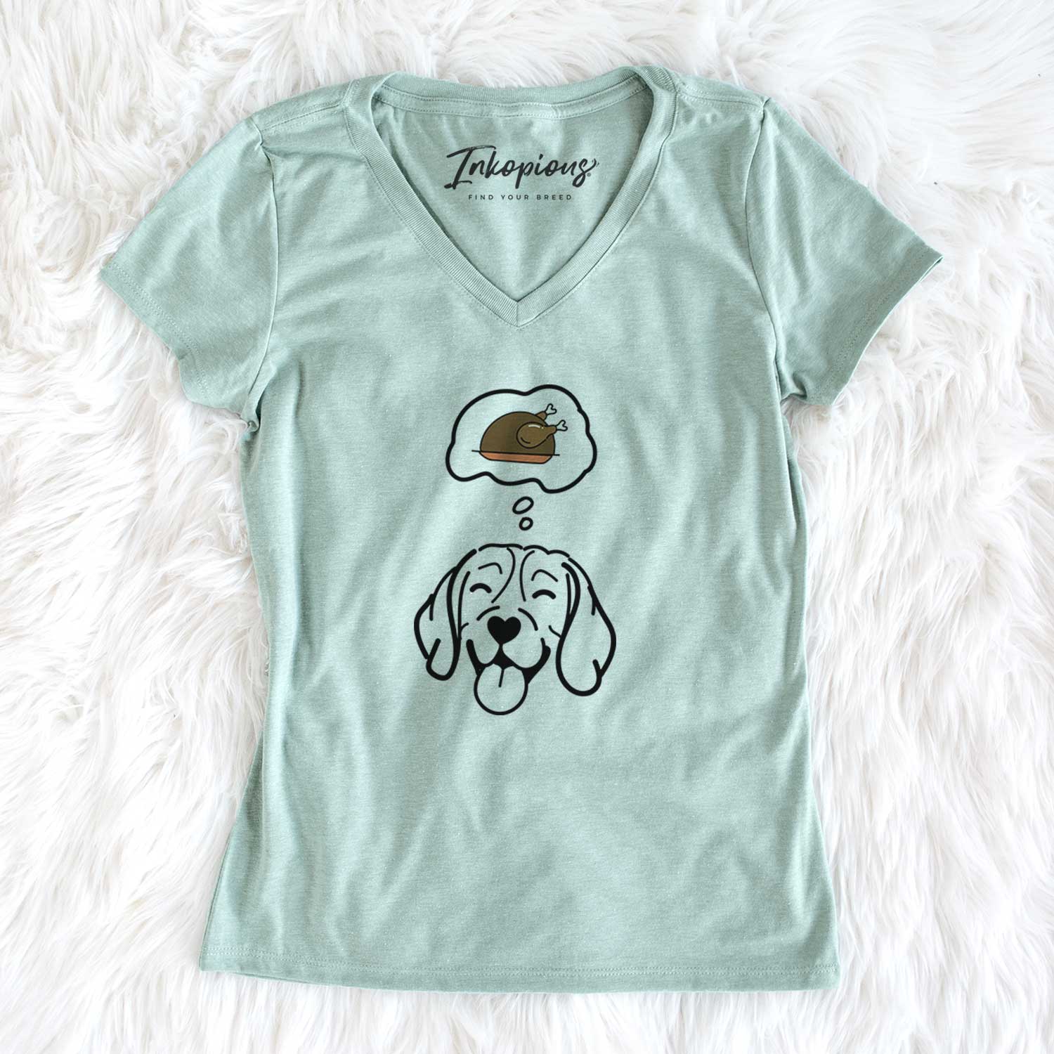 Turkey Thoughts Beagle - Women's V-neck Shirt