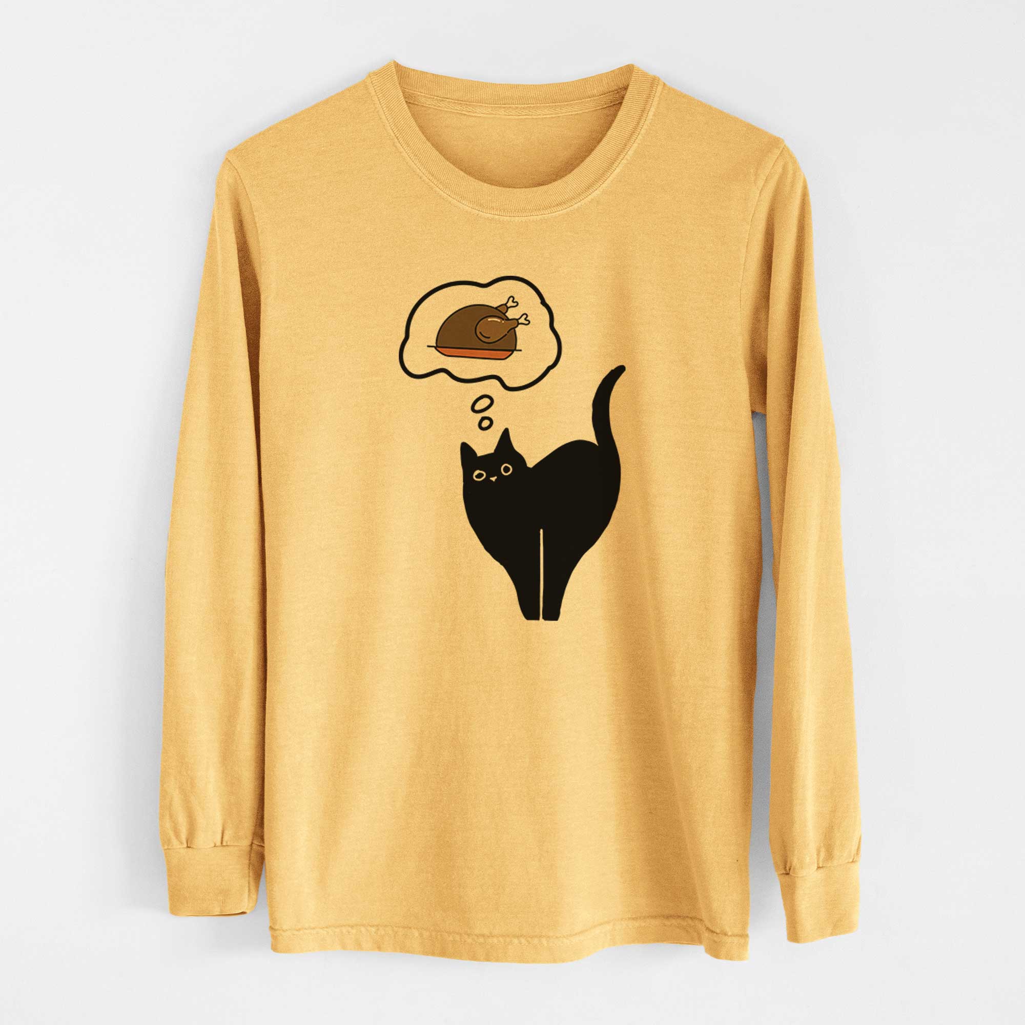 Turkey Thoughts Black Cat - Bella - Heavyweight 100% Cotton Long Sleeve