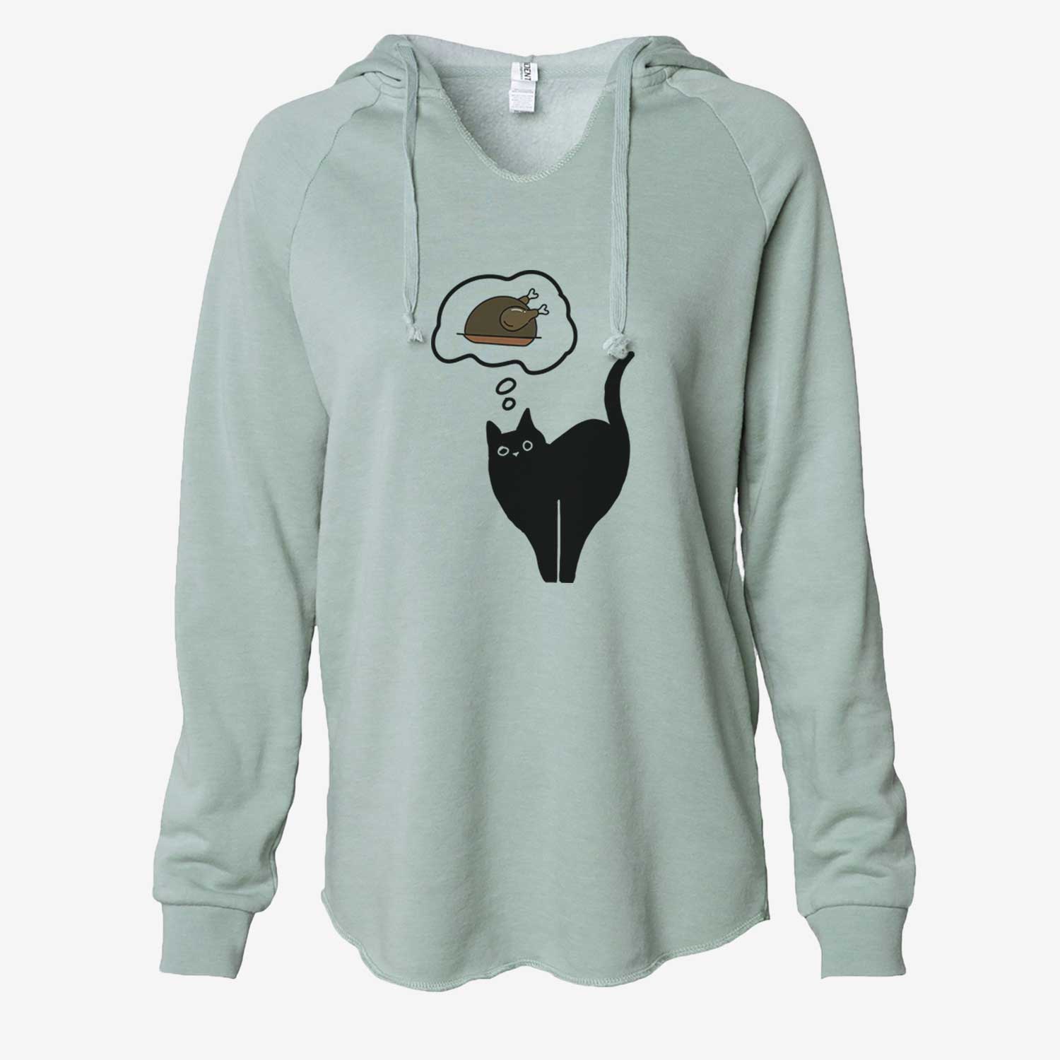 Turkey Thoughts Black Cat - Bella - Cali Wave Hooded Sweatshirt