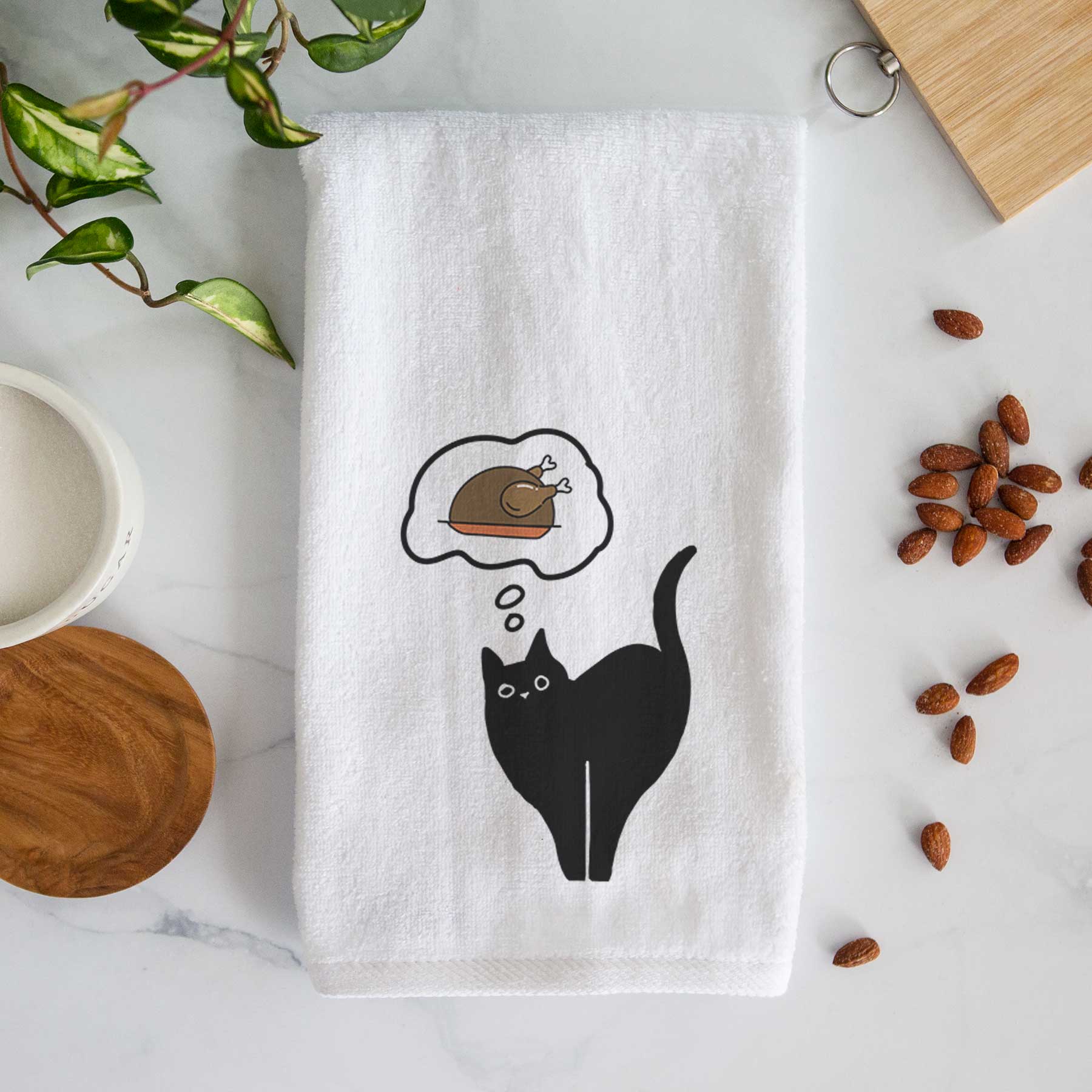 Turkey Thoughts Black Cat - Bella - Decorative Hand Towel