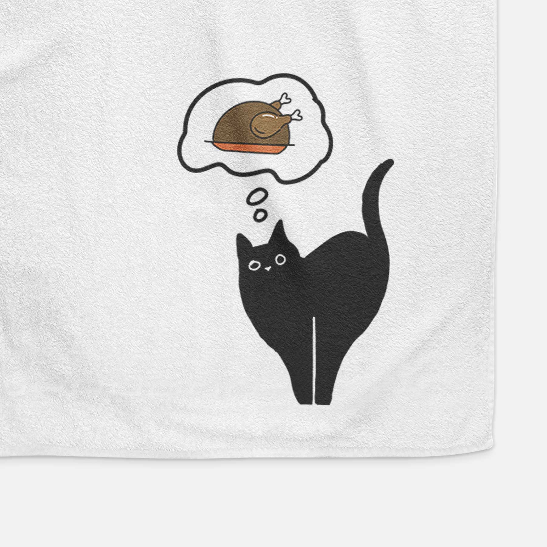 Turkey Thoughts Black Cat - Bella - Decorative Hand Towel