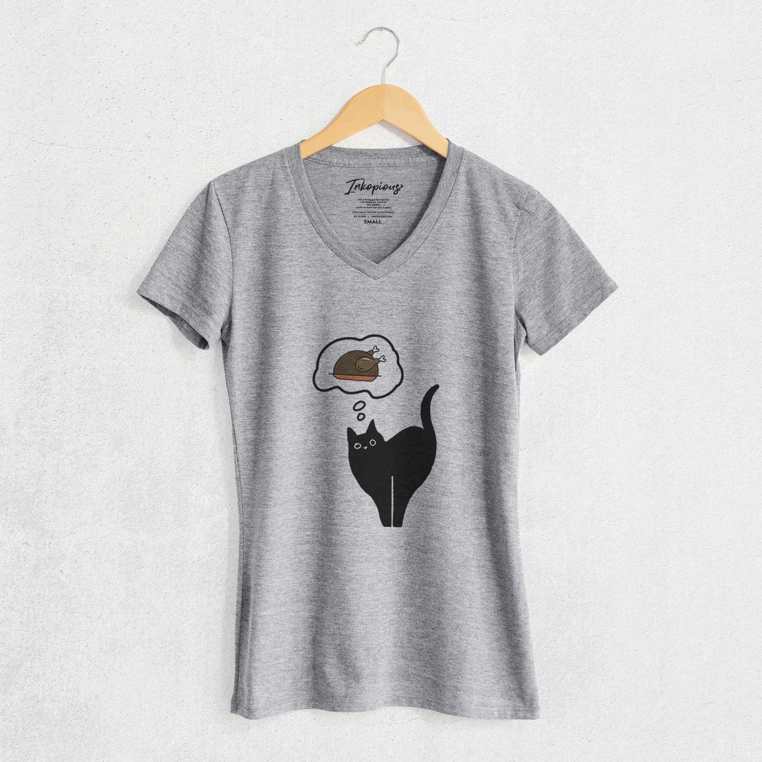 Turkey Thoughts Black Cat - Bella - Women's V-neck Shirt