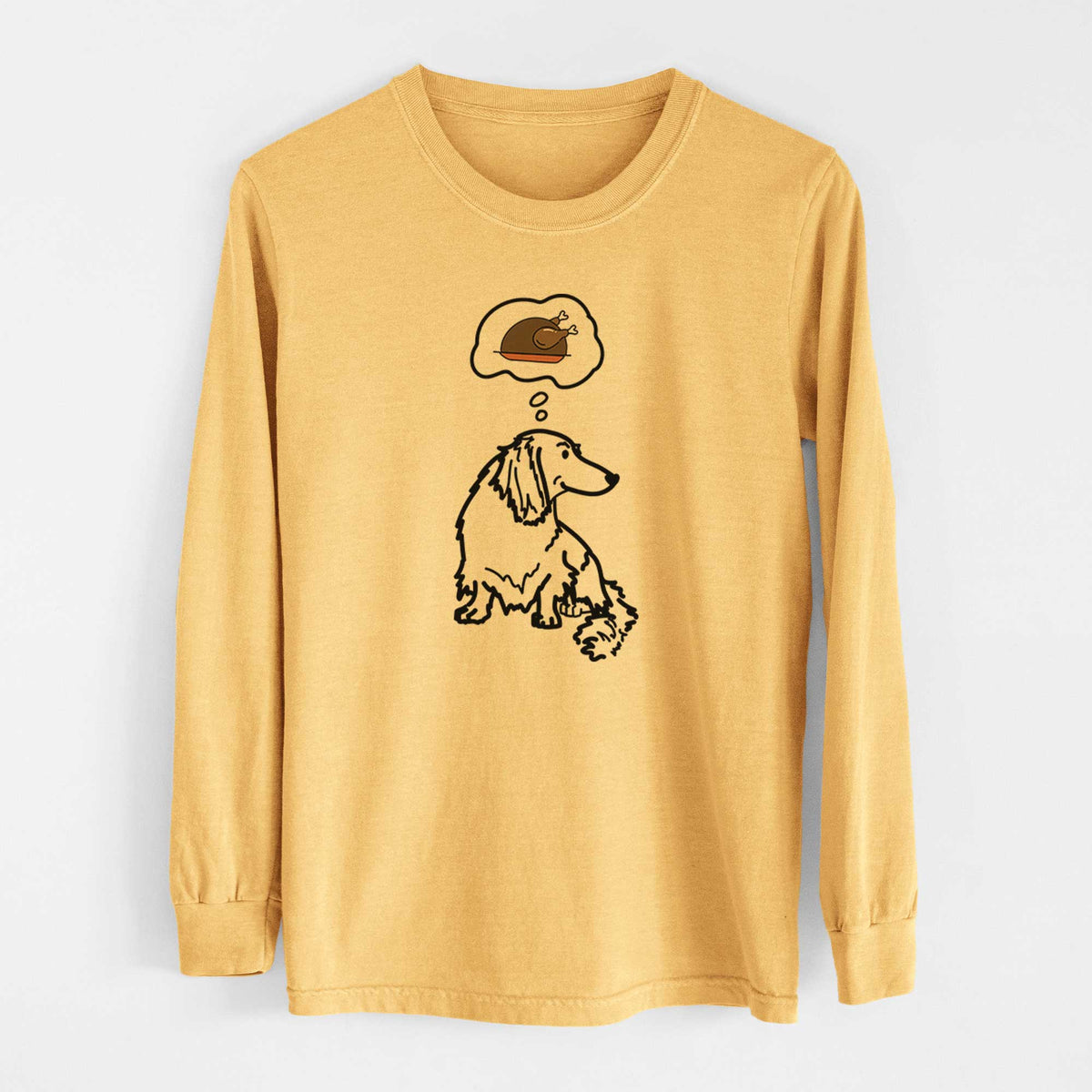 Turkey Thoughts Dachshund - Bella - Heavyweight 100% Cotton Long Sleeve