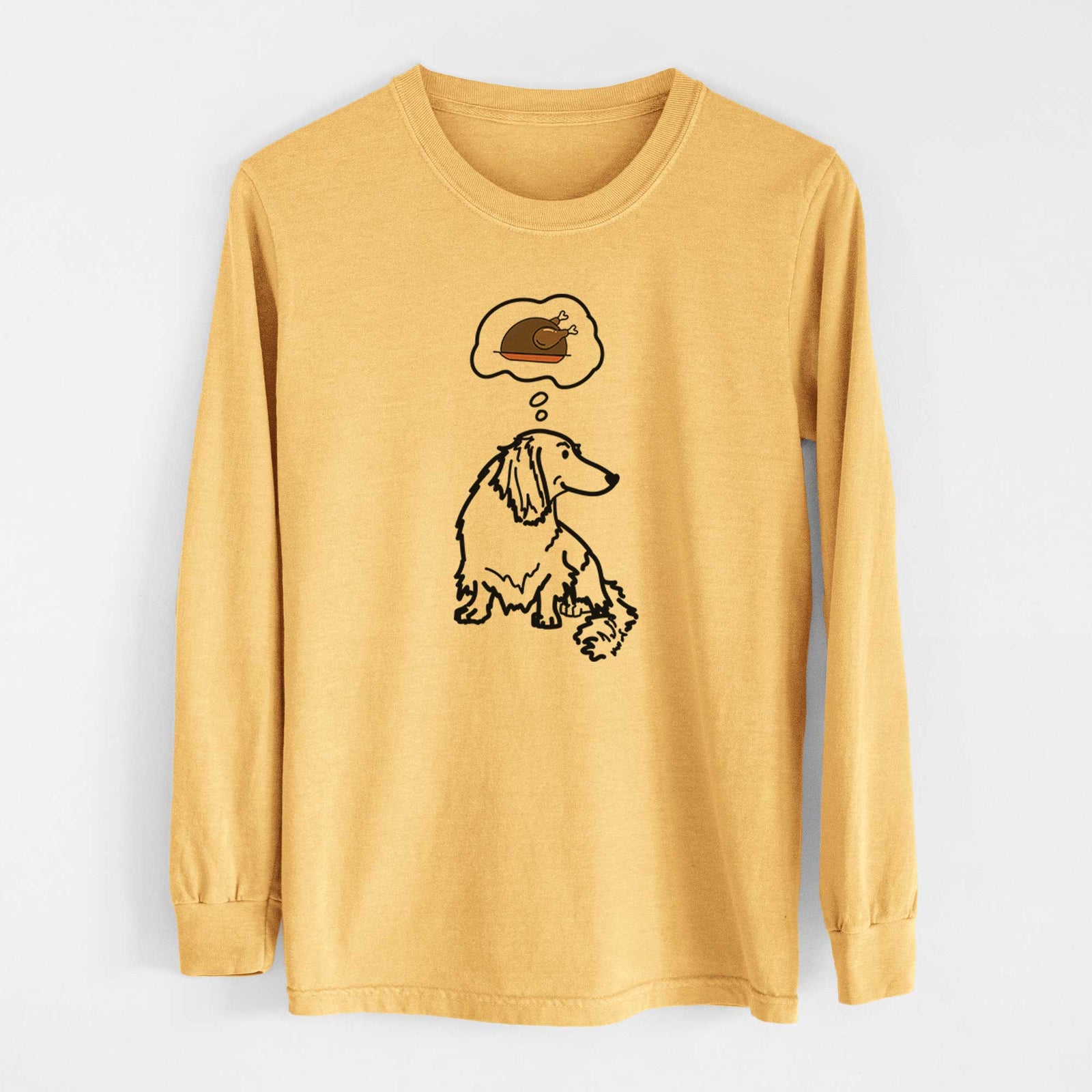 Turkey Thoughts Dachshund - Bella - Heavyweight 100% Cotton Long Sleeve