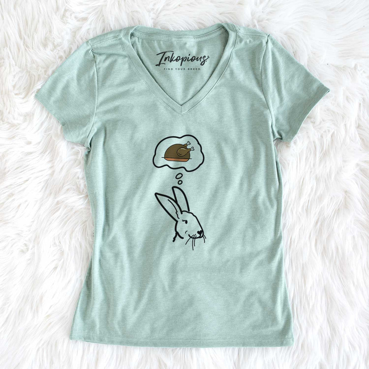 Turkey Thoughts Rex Rabbit - Betsy - Women&#39;s V-neck Shirt