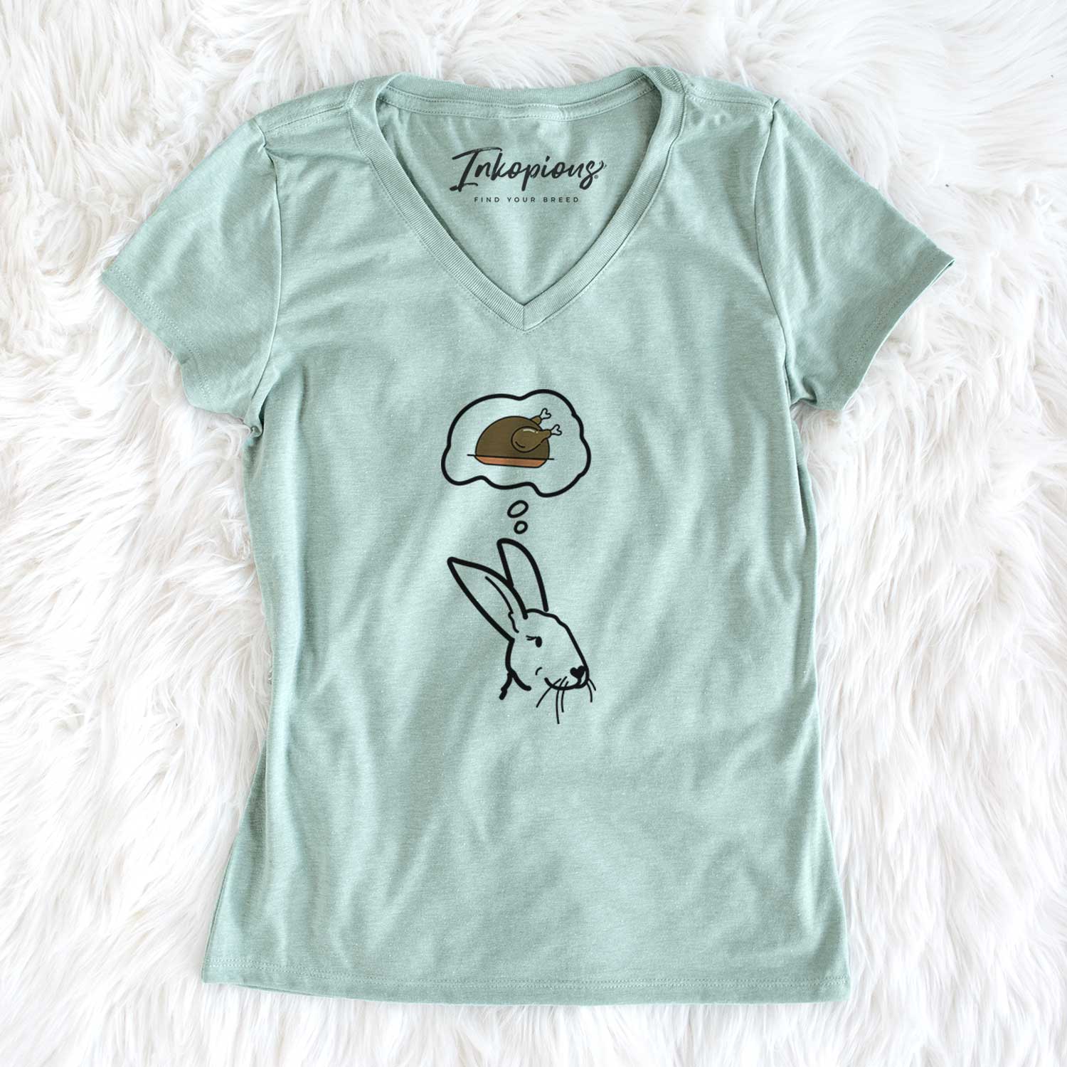 Turkey Thoughts Rex Rabbit - Betsy - Women's V-neck Shirt