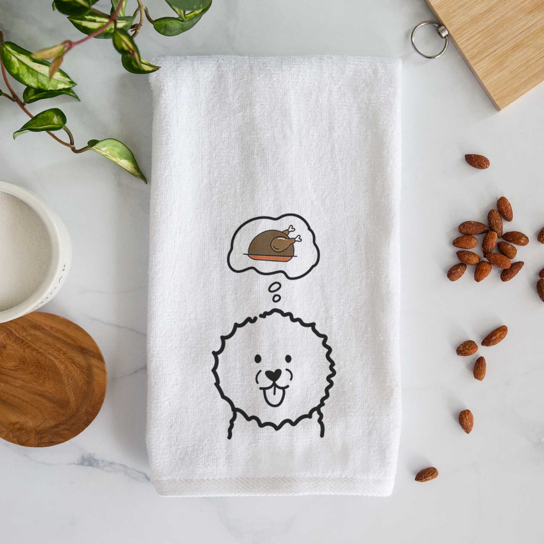 Turkey Thoughts Bichon Frise - Decorative Hand Towel