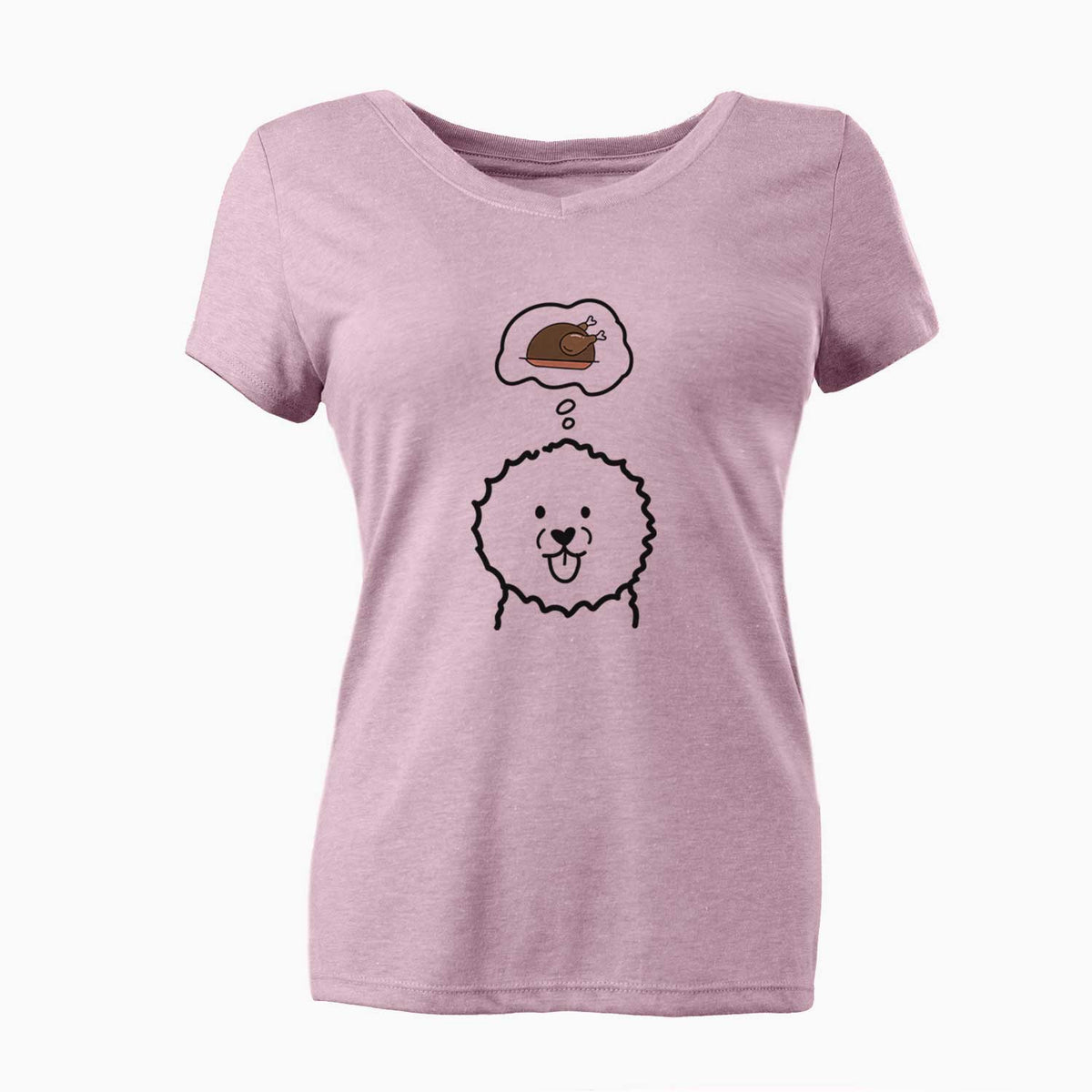 Turkey Thoughts Bichon Frise - Women's V-neck Shirt