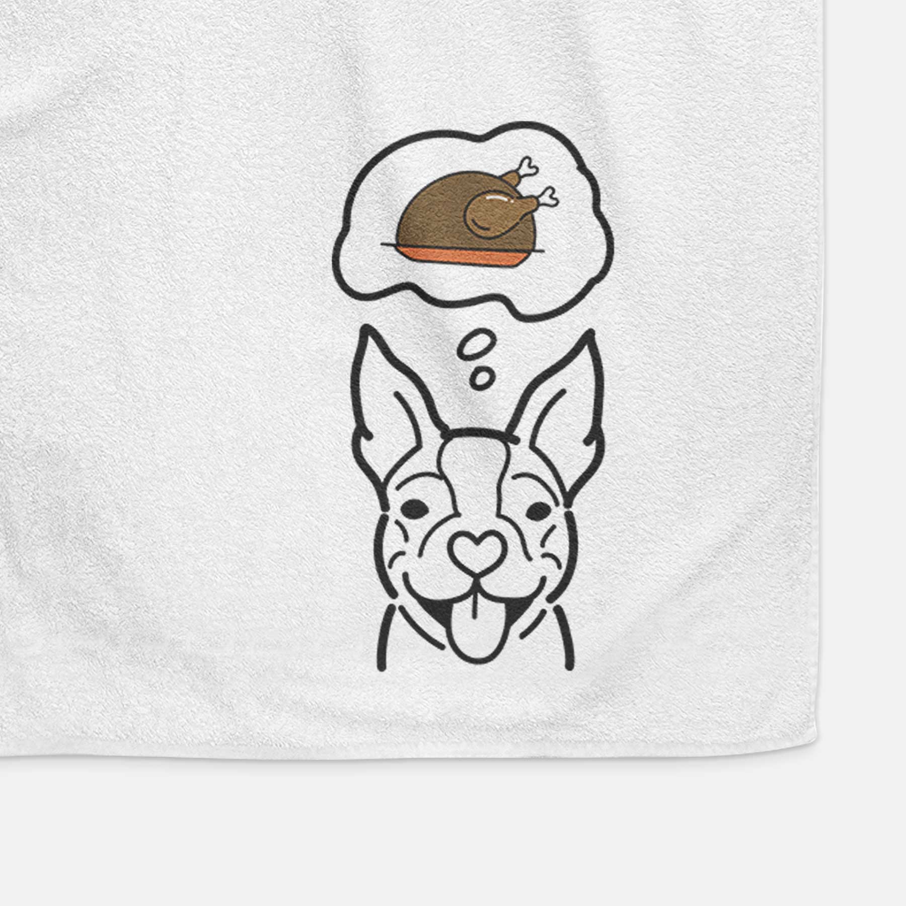 Turkey Thoughts Happy Boston Terrier - Decorative Hand Towel