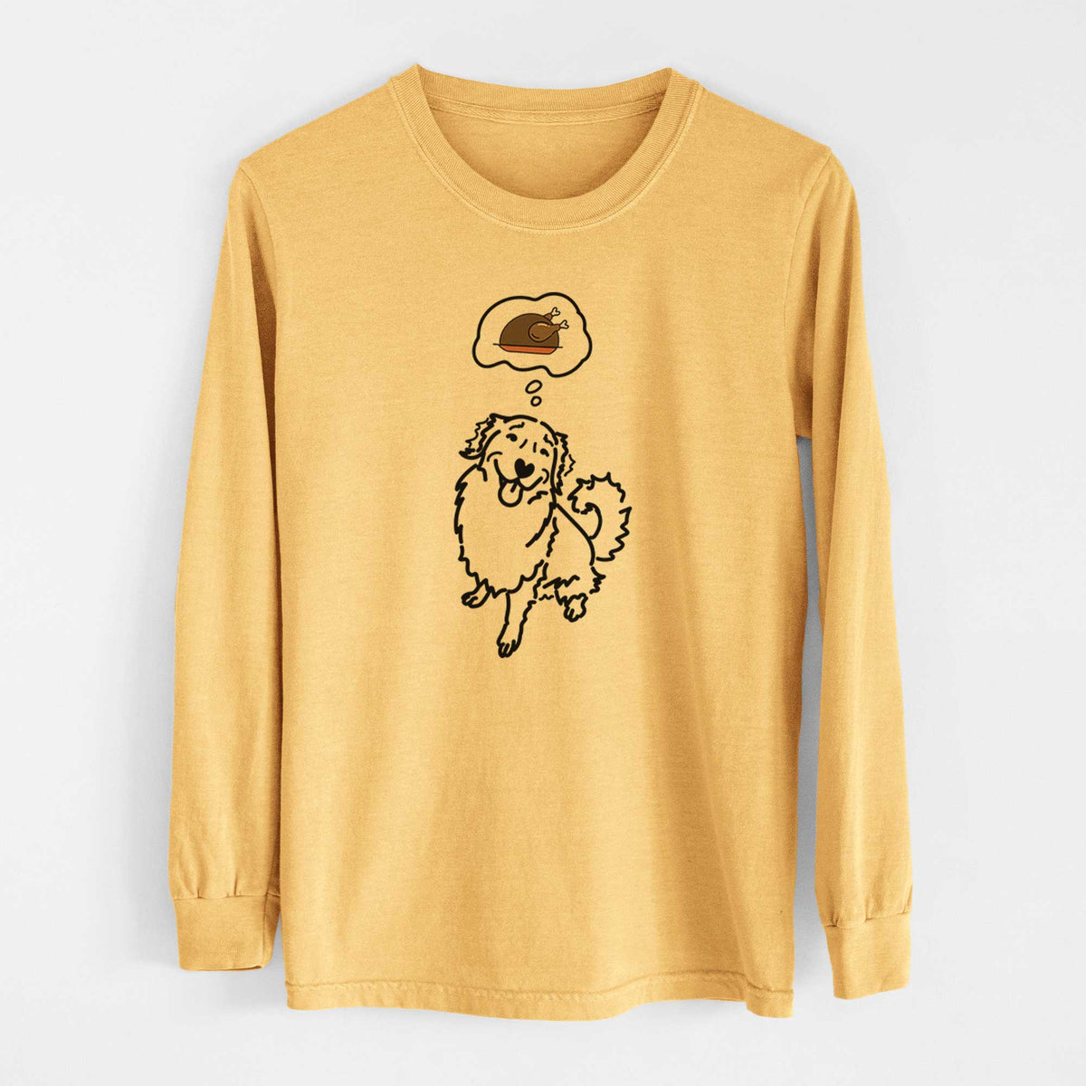 Turkey Thoughts Golden Retriever - Brinkley - Heavyweight 100% Cotton Long Sleeve