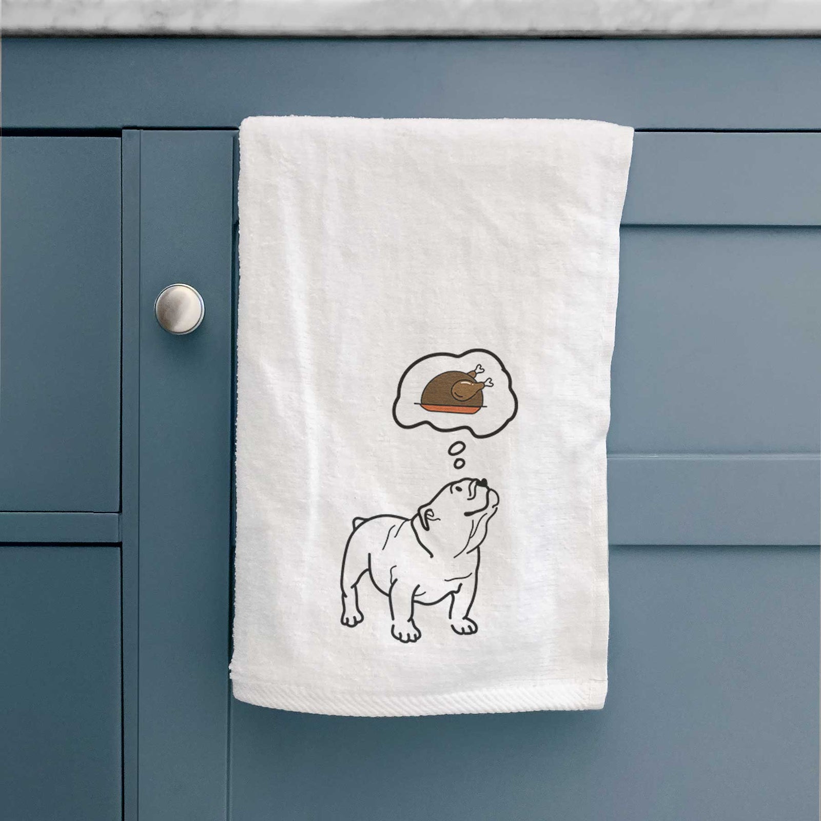 Turkey Thoughts English Bulldog - Bruno - Decorative Hand Towel