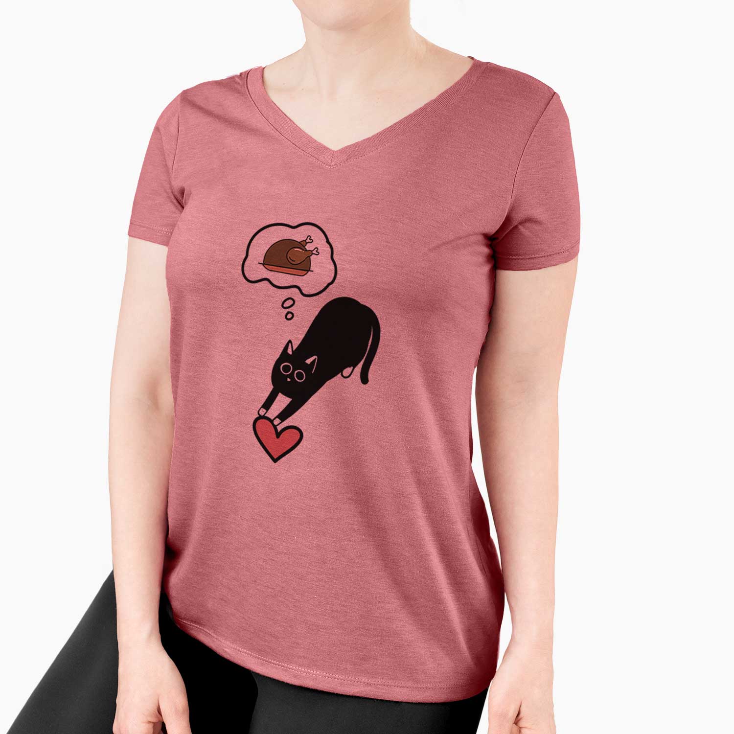 Turkey Thoughts Black Cat - Bug - Women's V-neck Shirt