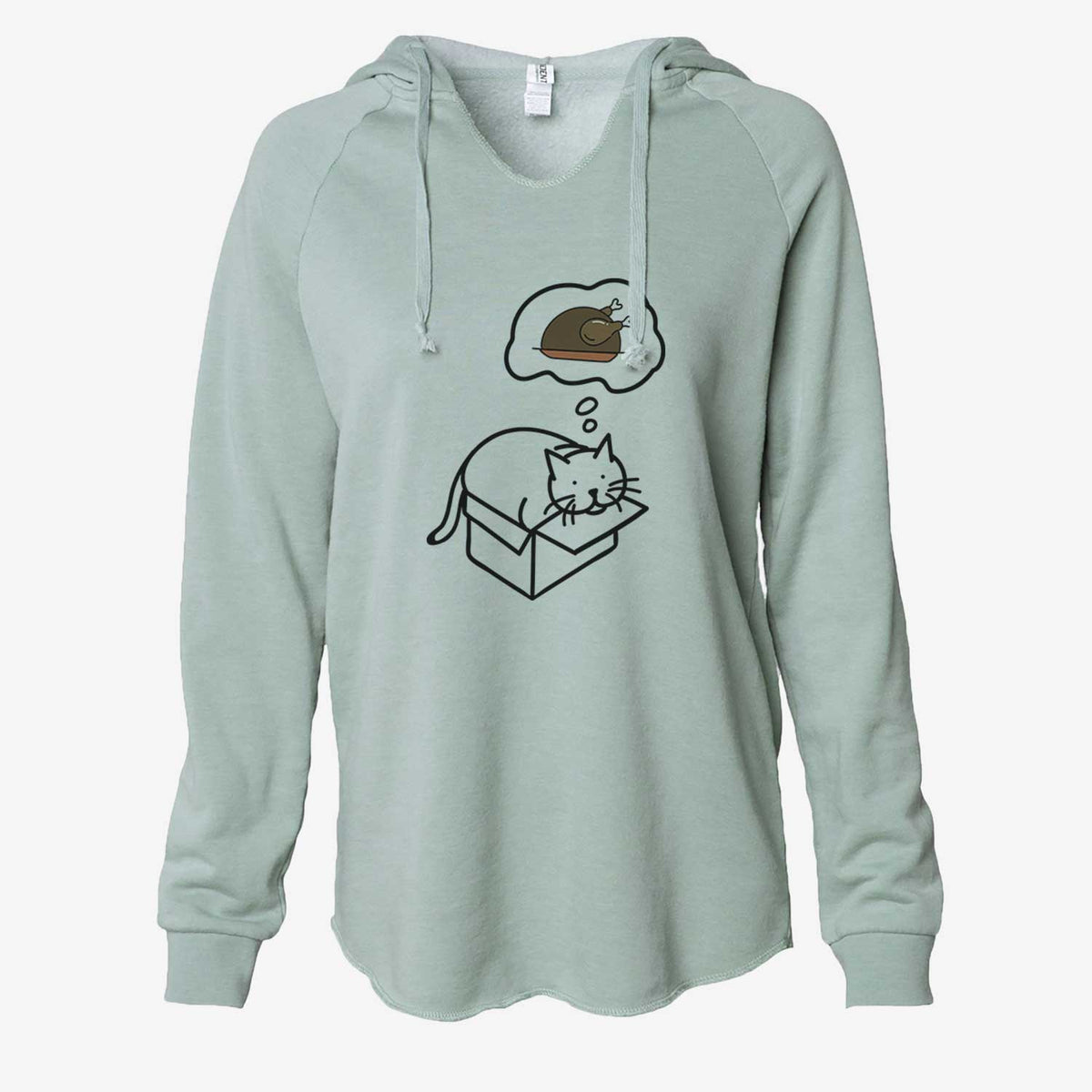 Turkey Thoughts Cat in a Box - Charlie - Cali Wave Hooded Sweatshirt