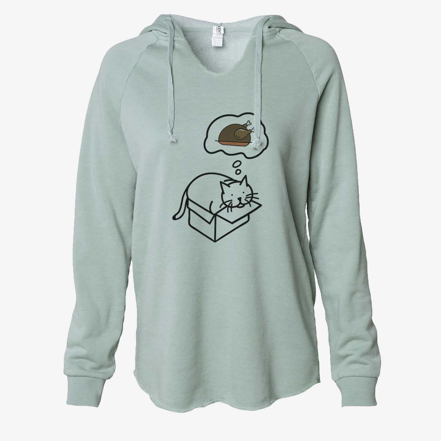Turkey Thoughts Cat in a Box - Charlie - Cali Wave Hooded Sweatshirt