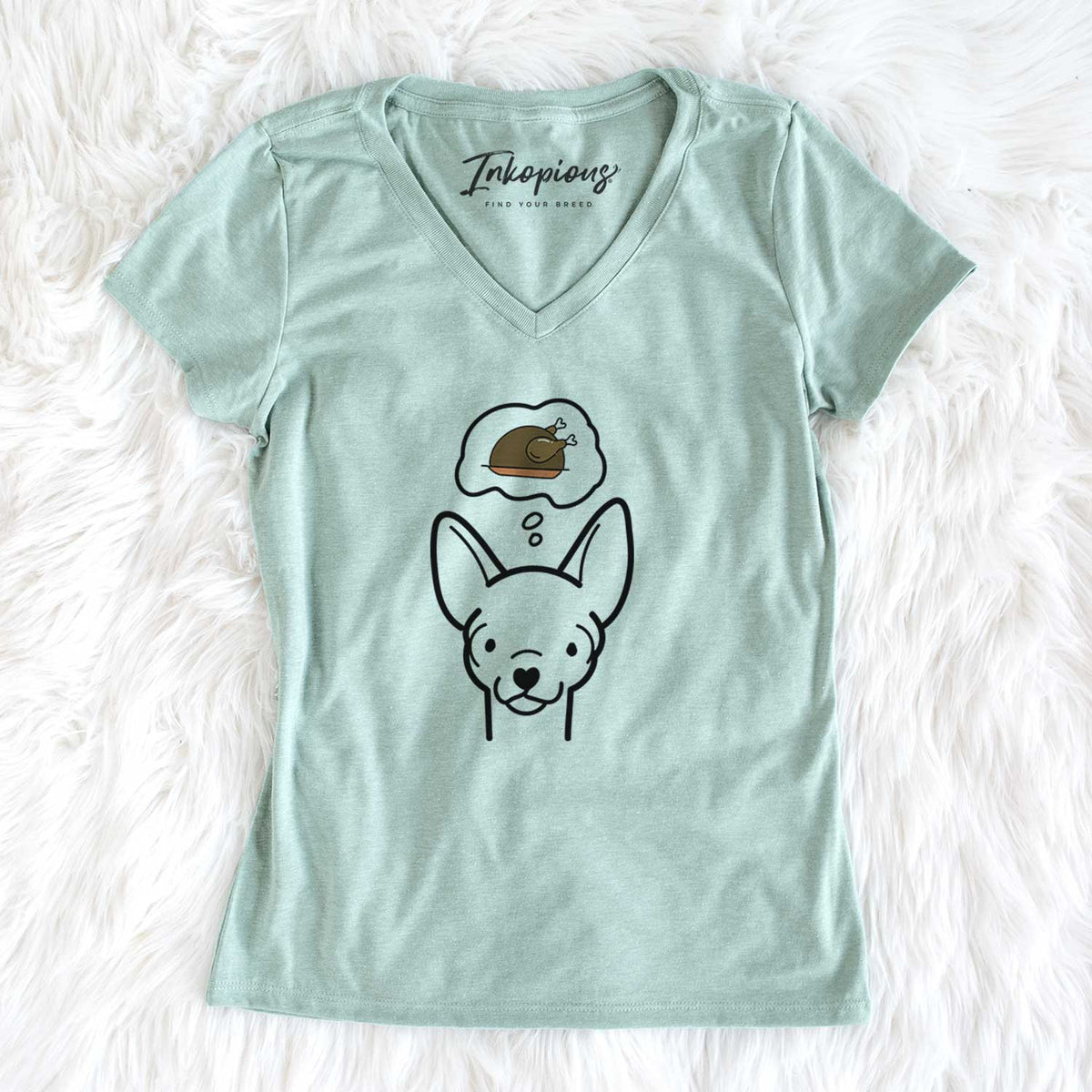 Turkey Thoughts Chihuahua - Women&#39;s V-neck Shirt