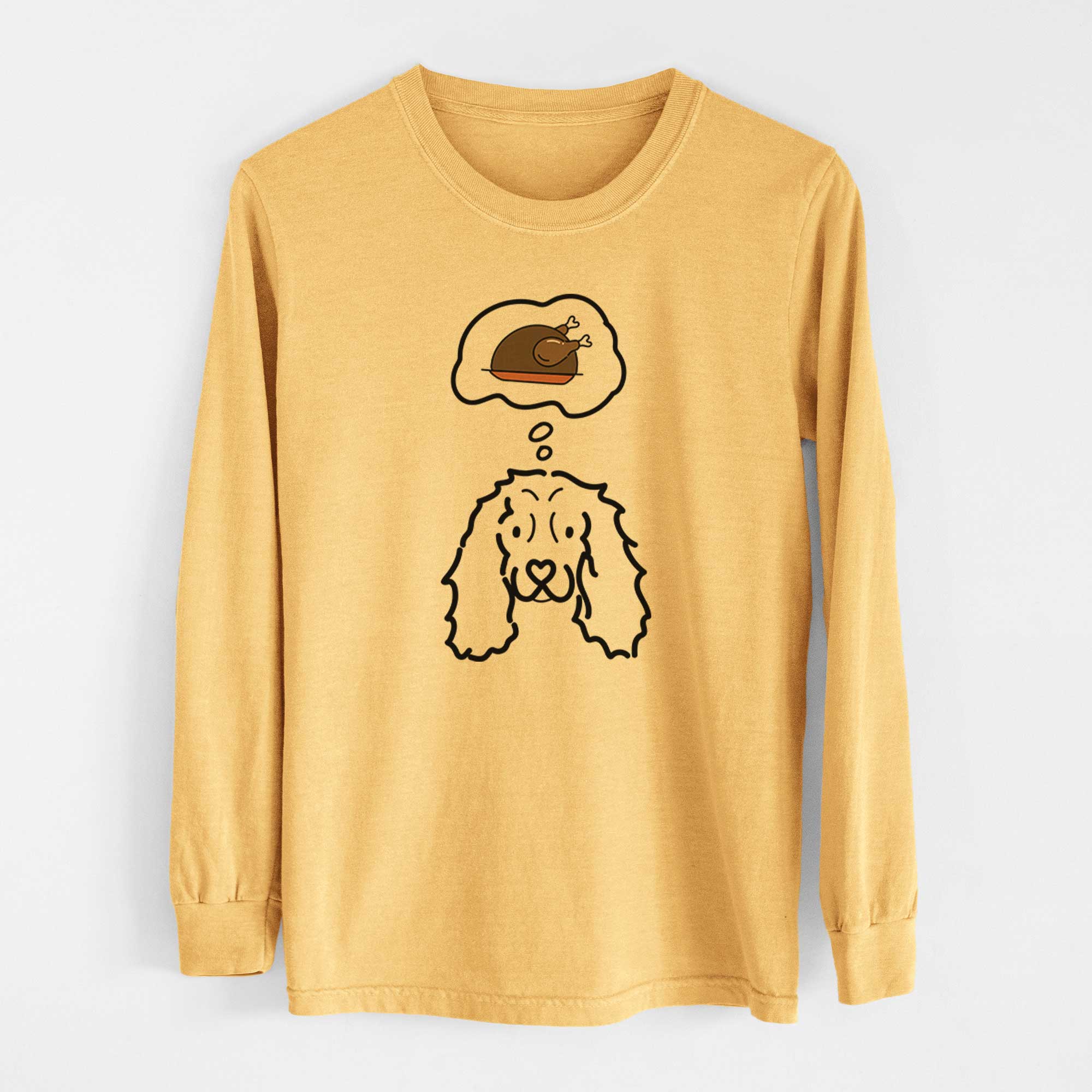 Turkey Thoughts American Cocker Spaniel - Heavyweight 100% Cotton Long Sleeve