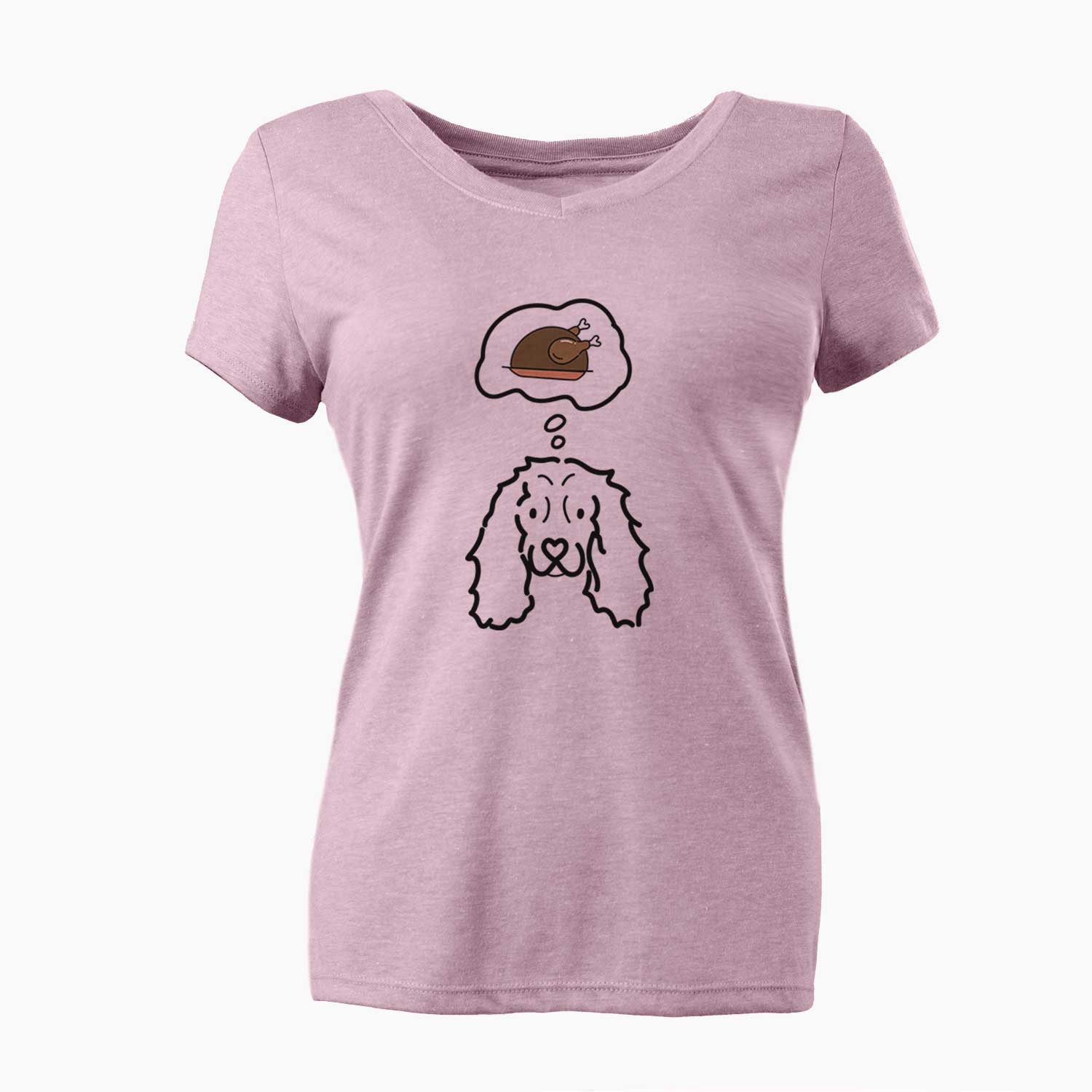 Turkey Thoughts American Cocker Spaniel - Women's V-neck Shirt