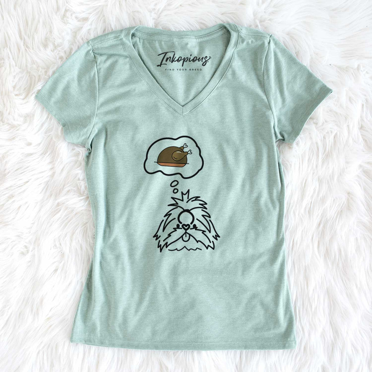 Turkey Thoughts Shih Tzu - CoCo - Women&#39;s V-neck Shirt