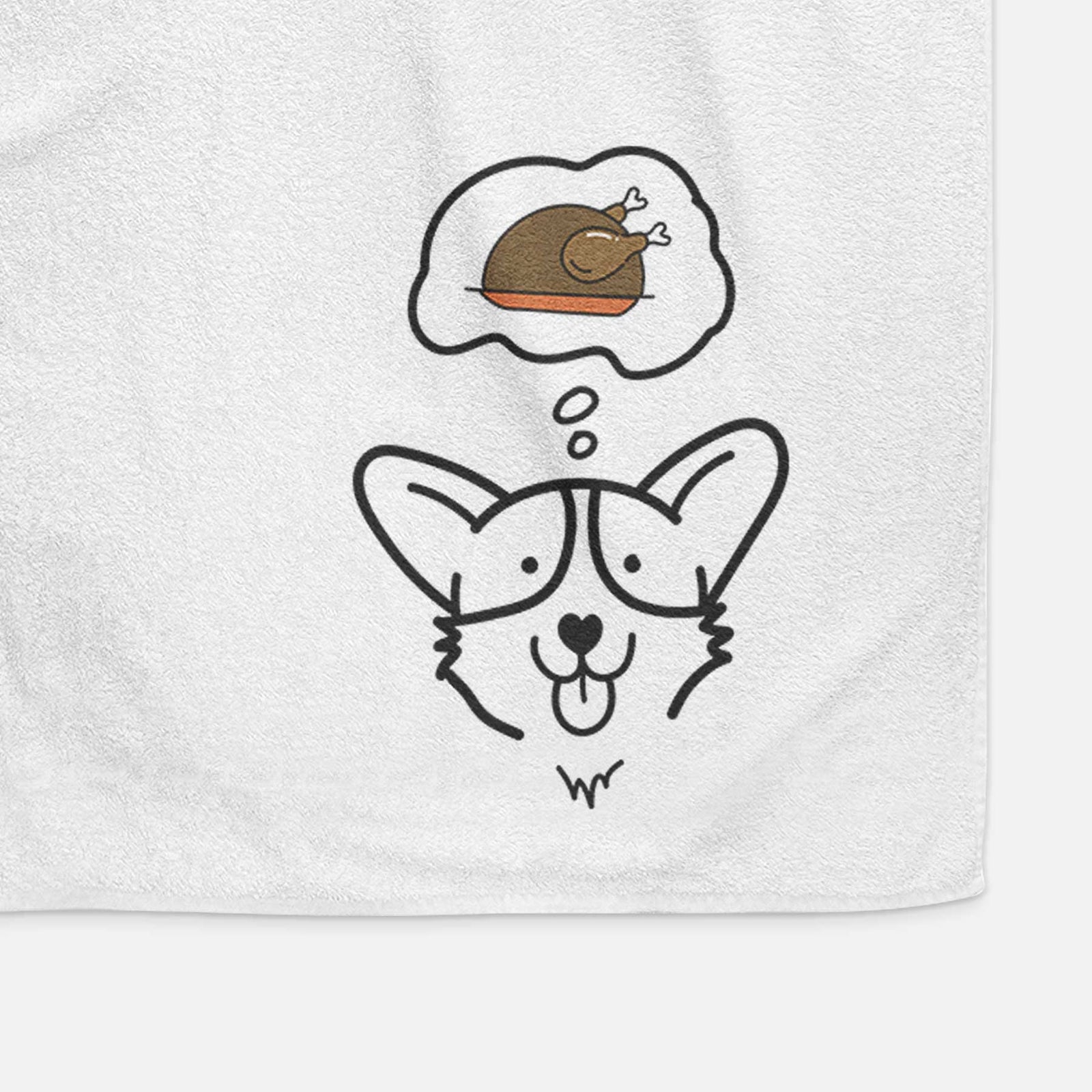 Turkey Thoughts Corgi - Decorative Hand Towel
