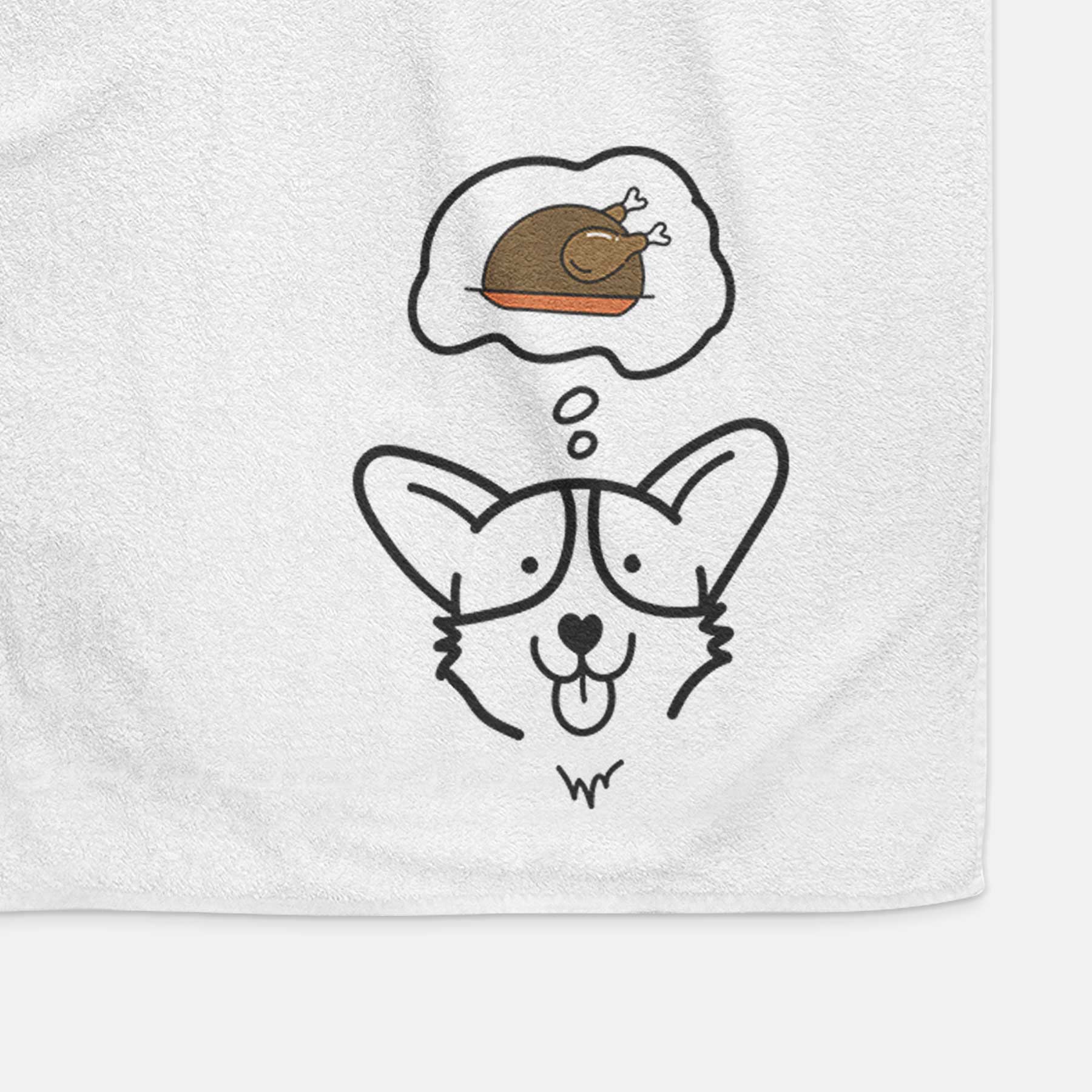 Turkey Thoughts Corgi - Decorative Hand Towel