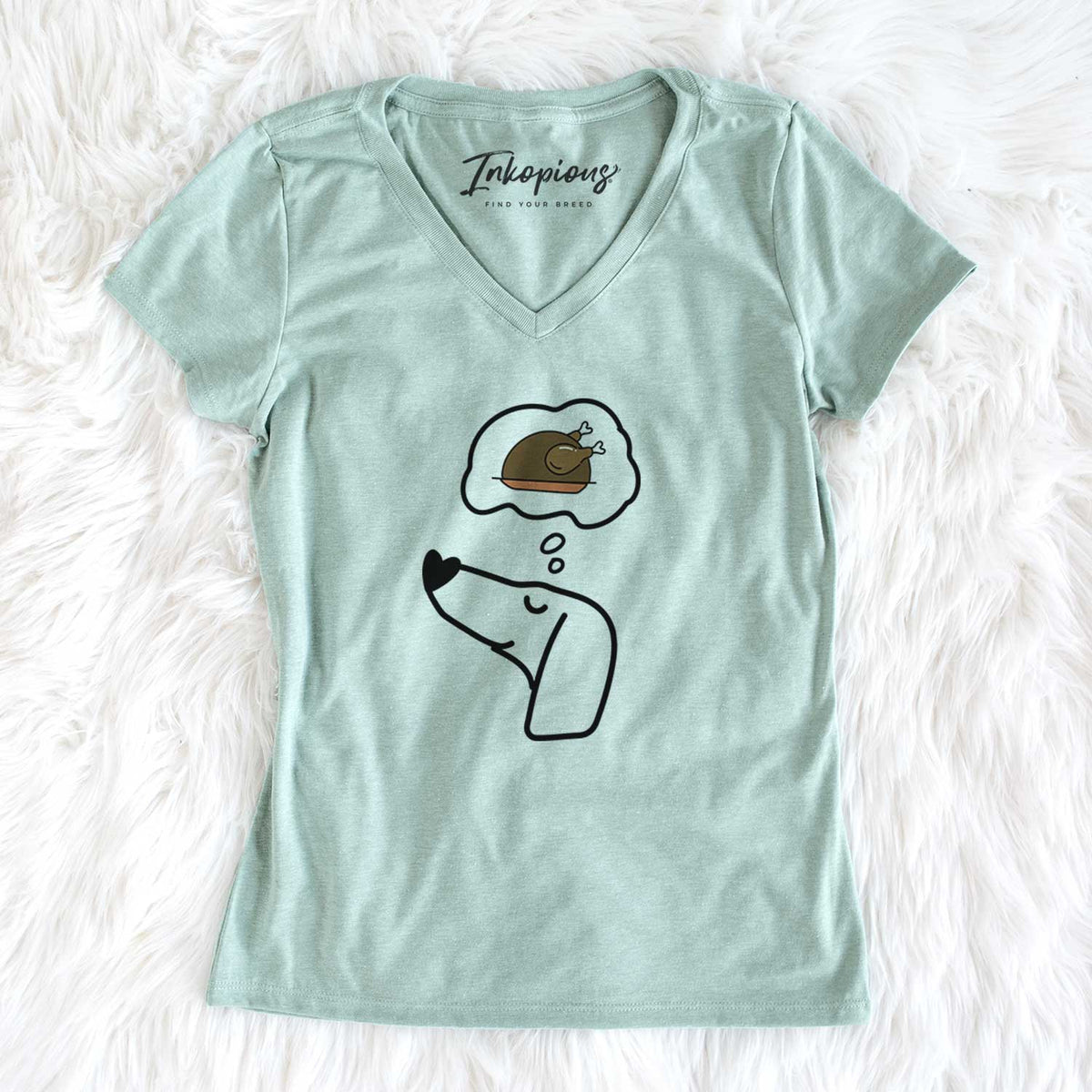 Turkey Thoughts Dachshund - Women&#39;s V-neck Shirt