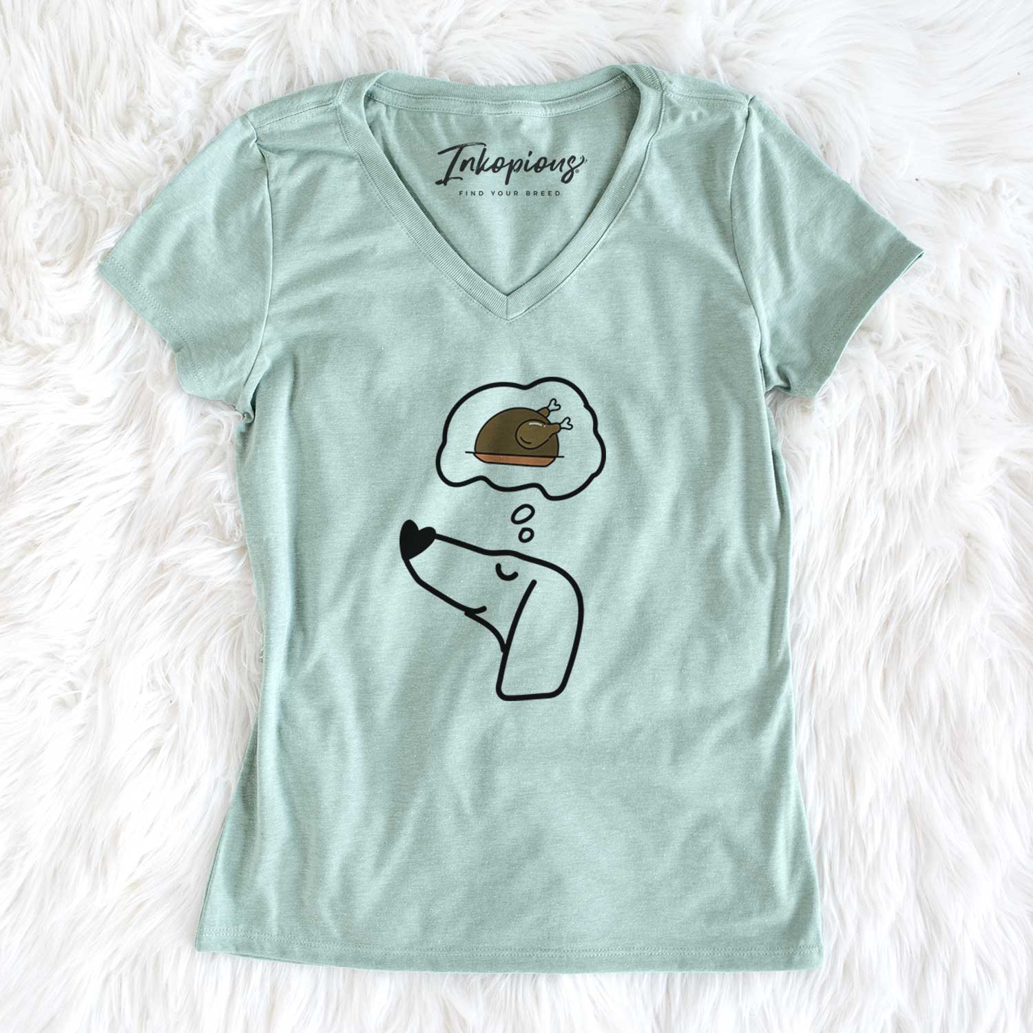 Turkey Thoughts Dachshund - Women's V-neck Shirt