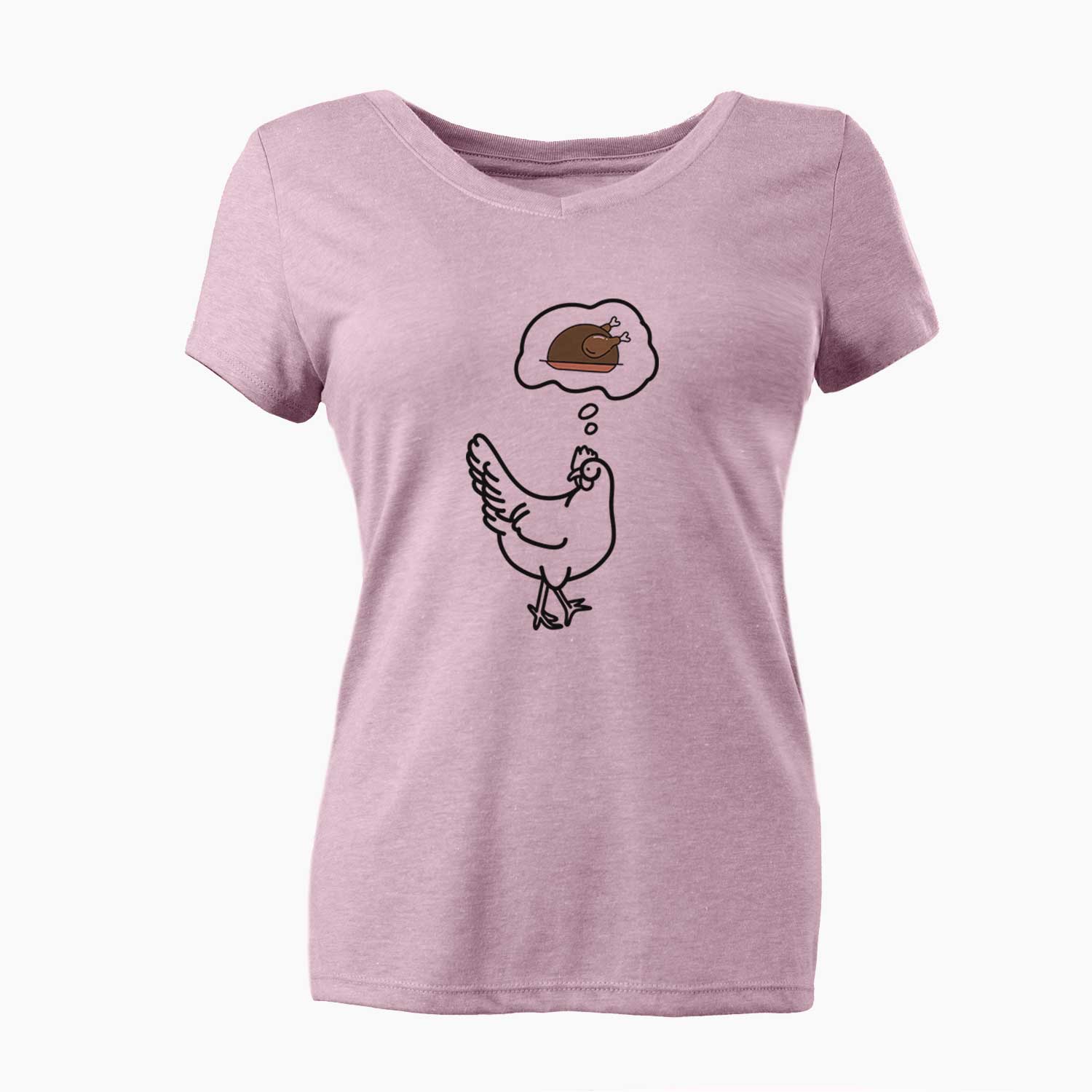 Turkey Thoughts Chicken - Daisy - Women's V-neck Shirt