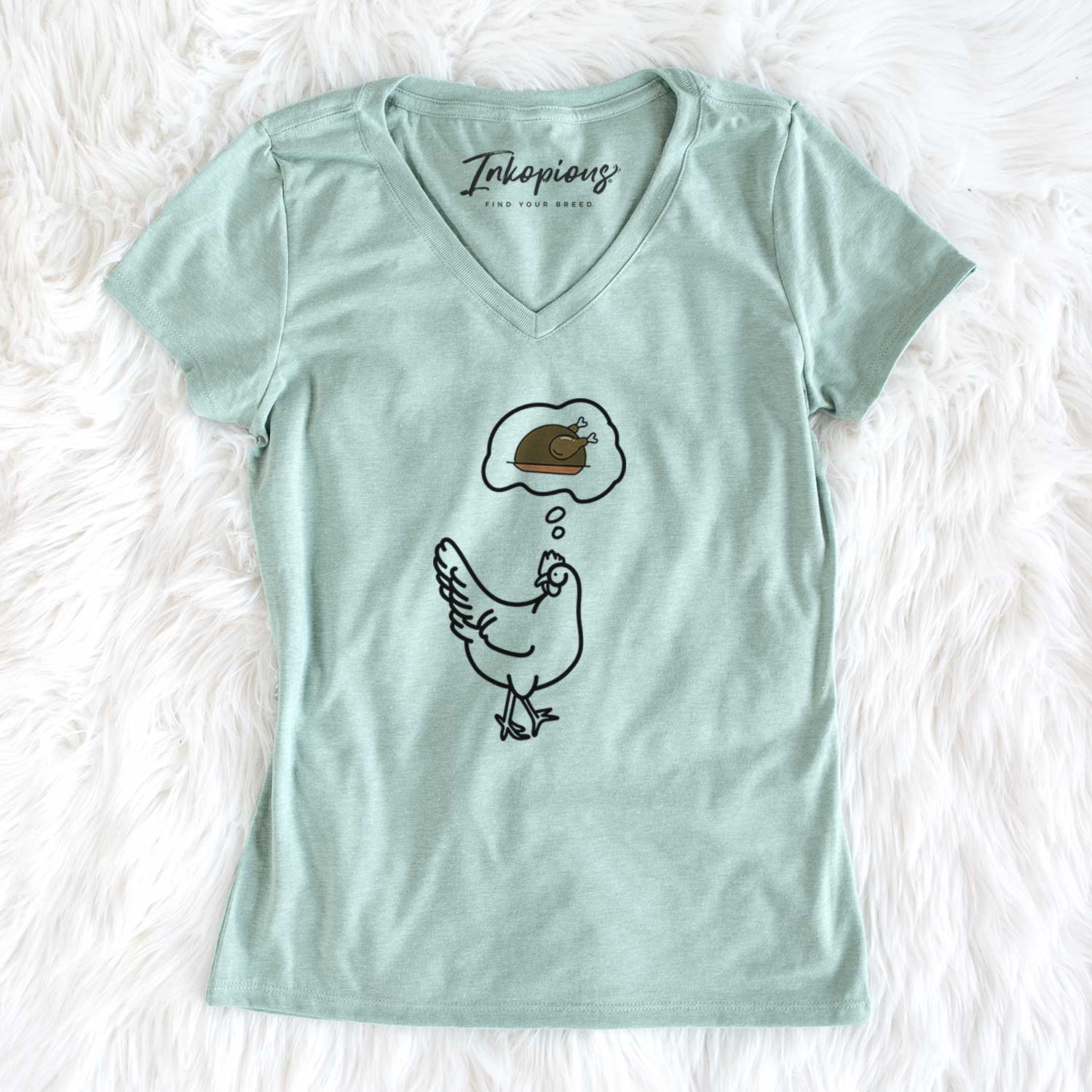 Turkey Thoughts Chicken - Daisy - Women's V-neck Shirt