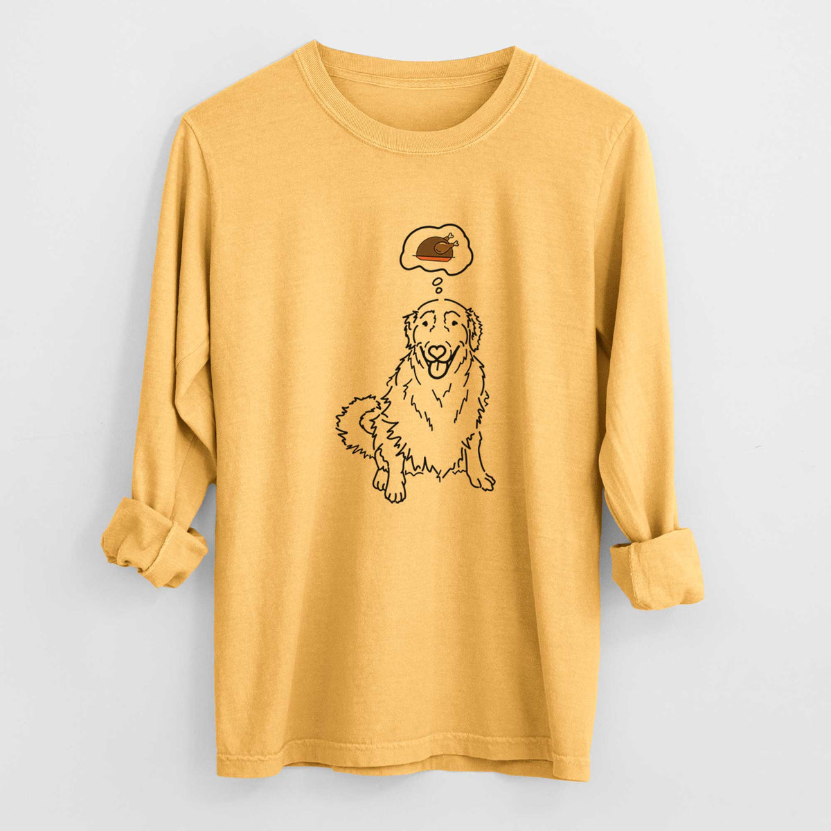 Turkey Thoughts Golden Retriever - Daisy - Heavyweight 100% Cotton Long Sleeve