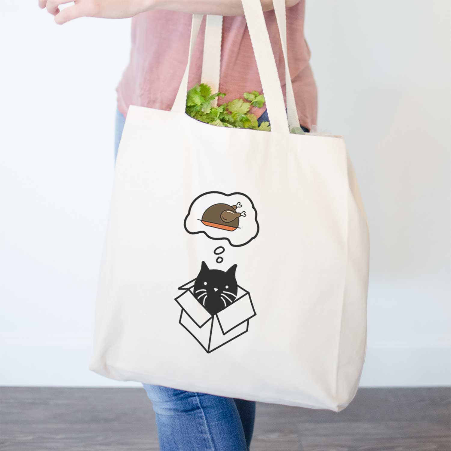 Turkey Thoughts Black Cat in a Box - Doc - Tote Bag