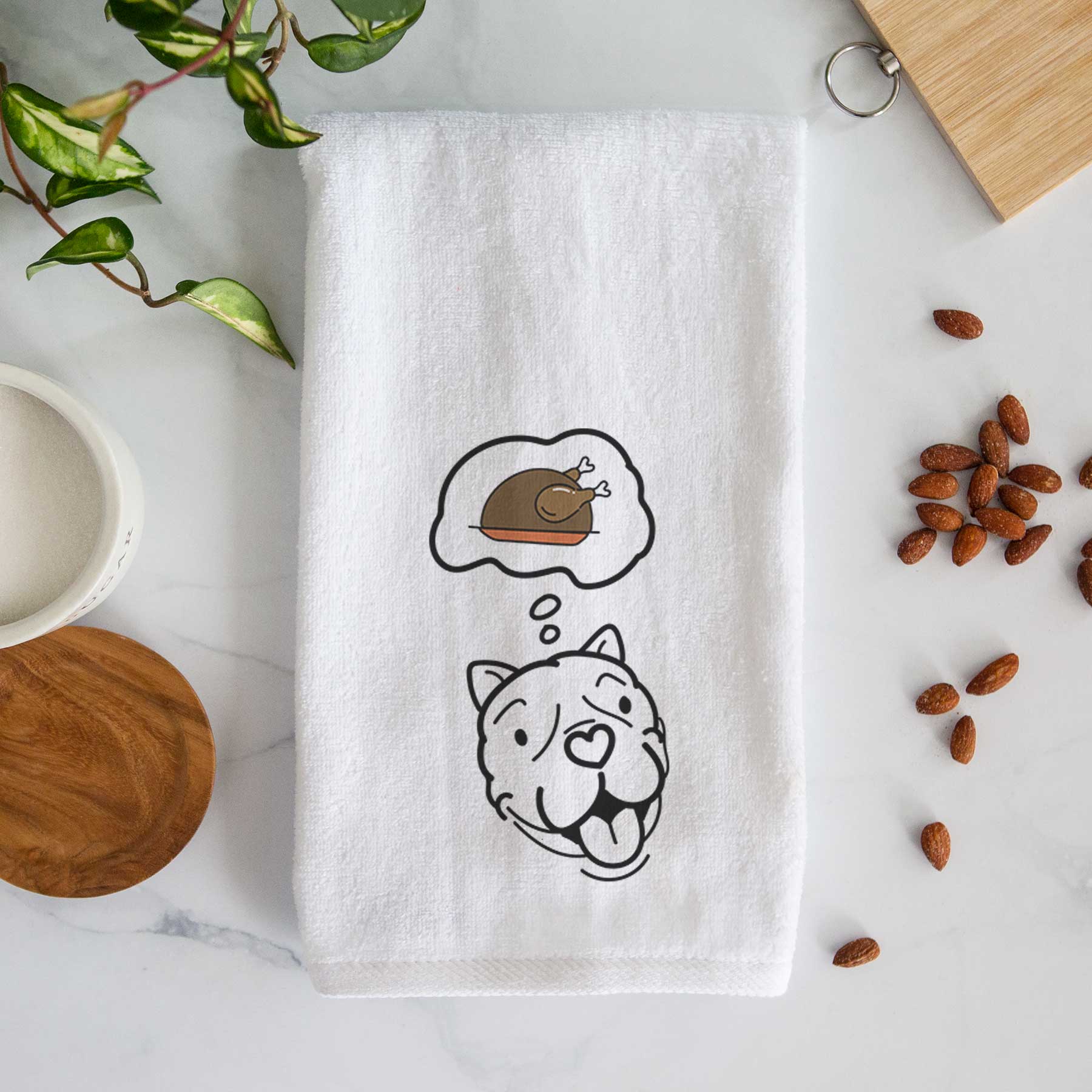 Turkey Thoughts American Bulldog - Draco - Decorative Hand Towel