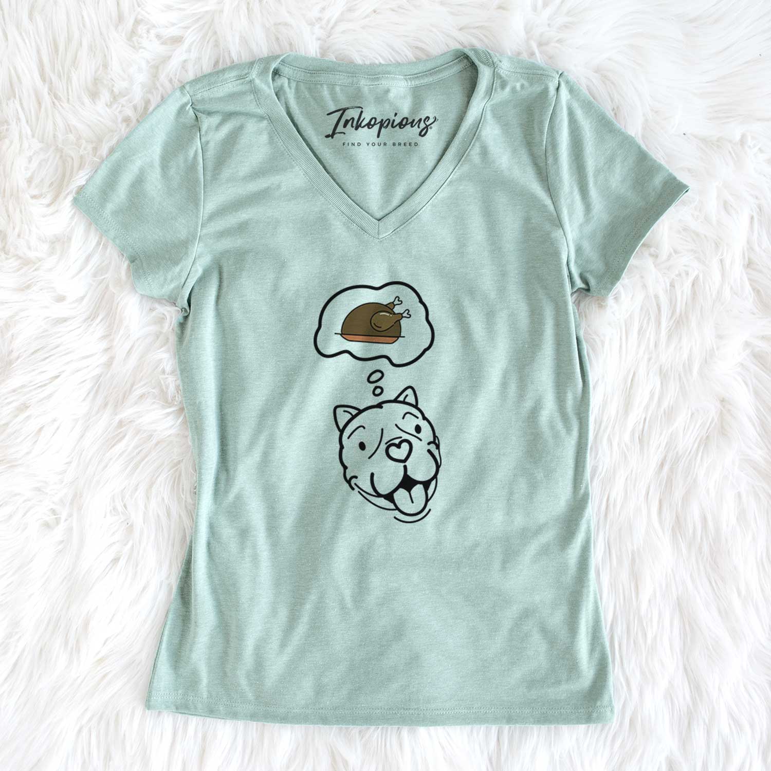 Turkey Thoughts American Bulldog - Draco - Women's V-neck Shirt