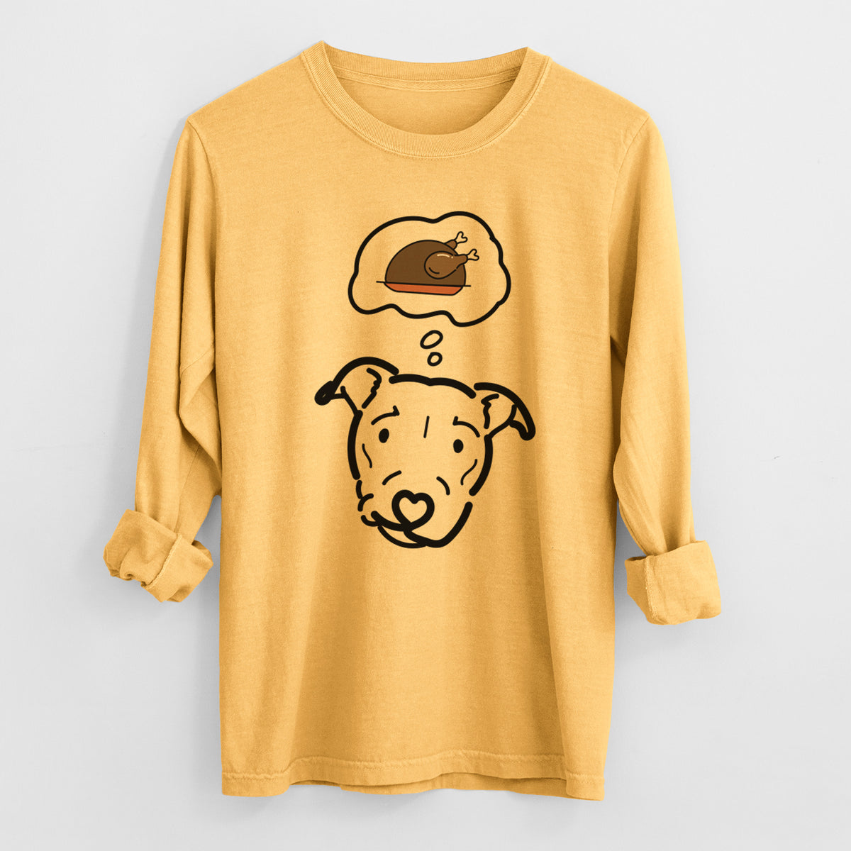 Turkey Thoughts Pitbull Mix - Ernie - Heavyweight 100% Cotton Long Sleeve