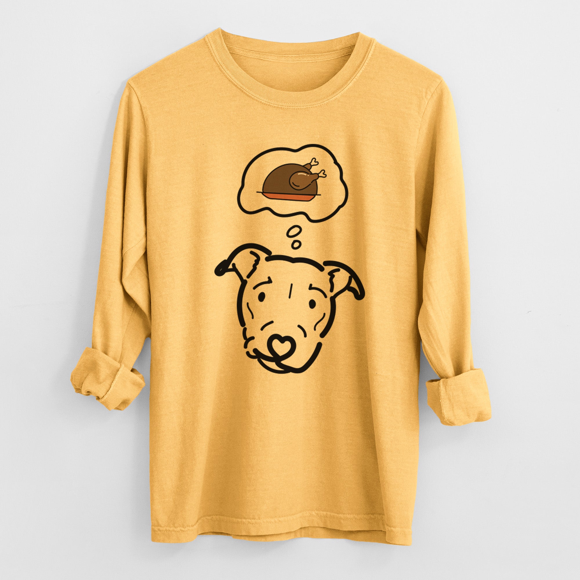 Turkey Thoughts Pitbull Mix - Ernie - Heavyweight 100% Cotton Long Sleeve