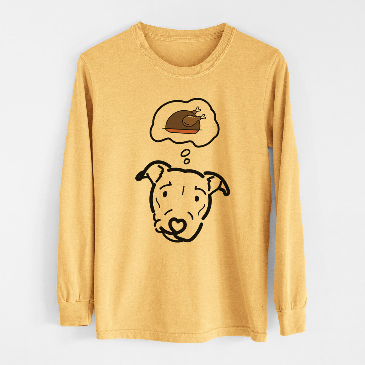 Turkey Thoughts Pitbull Mix - Ernie - Heavyweight 100% Cotton Long Sleeve