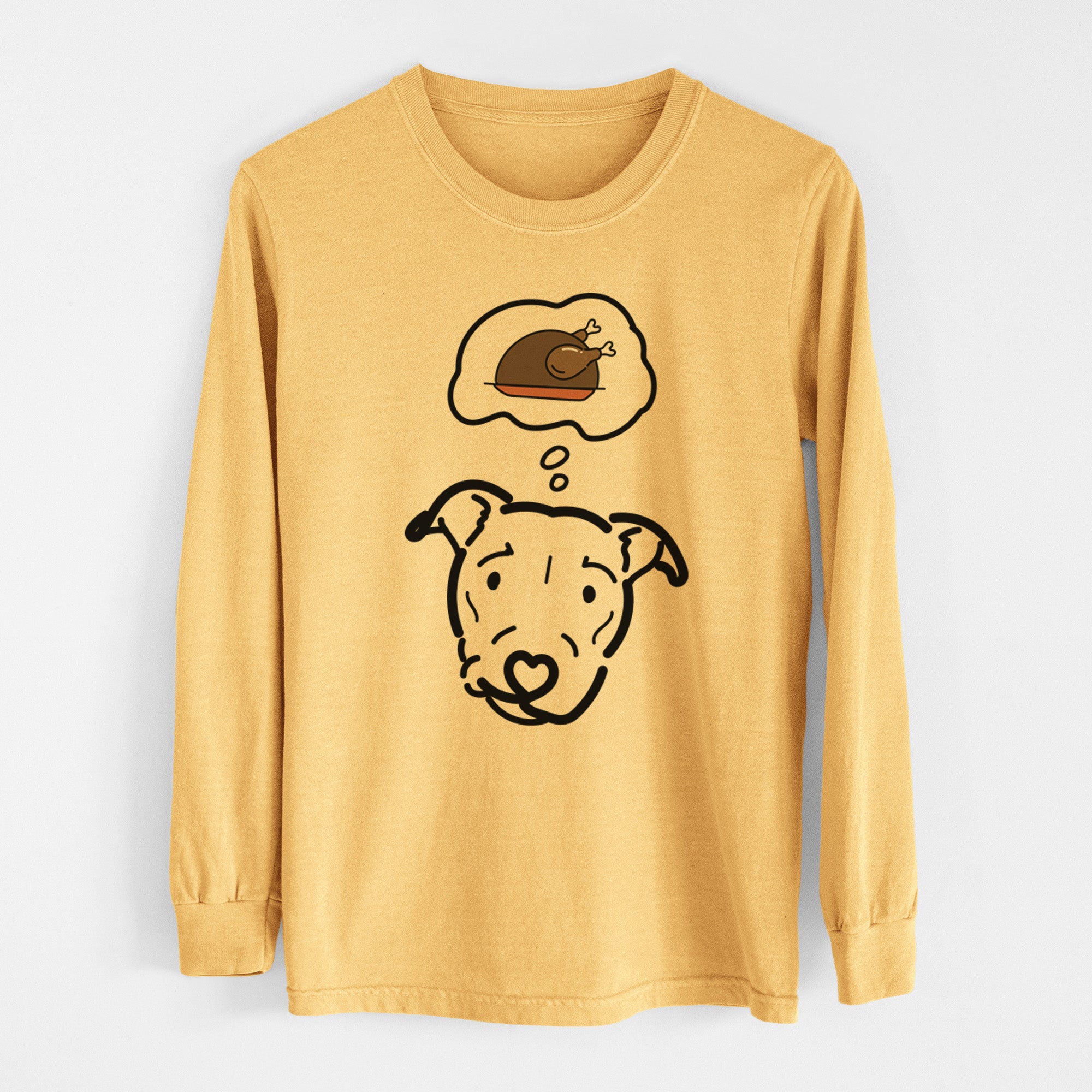 Turkey Thoughts Pitbull Mix - Ernie - Heavyweight 100% Cotton Long Sleeve