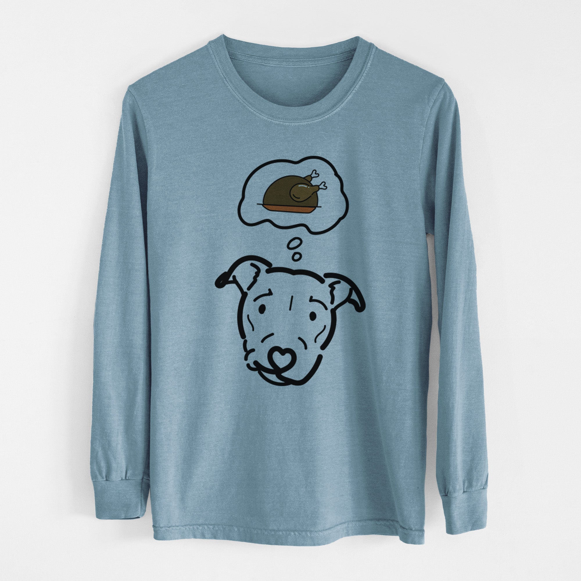 Turkey Thoughts Pitbull Mix - Ernie - Heavyweight 100% Cotton Long Sleeve