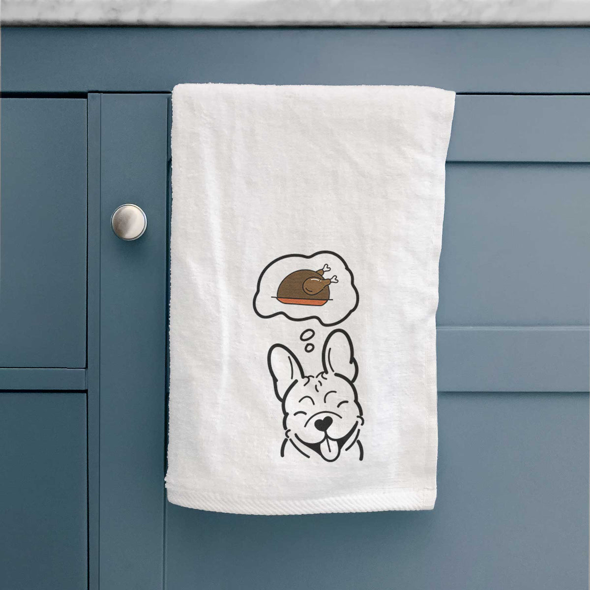 Turkey Thoughts French Bulldog - Decorative Hand Towel